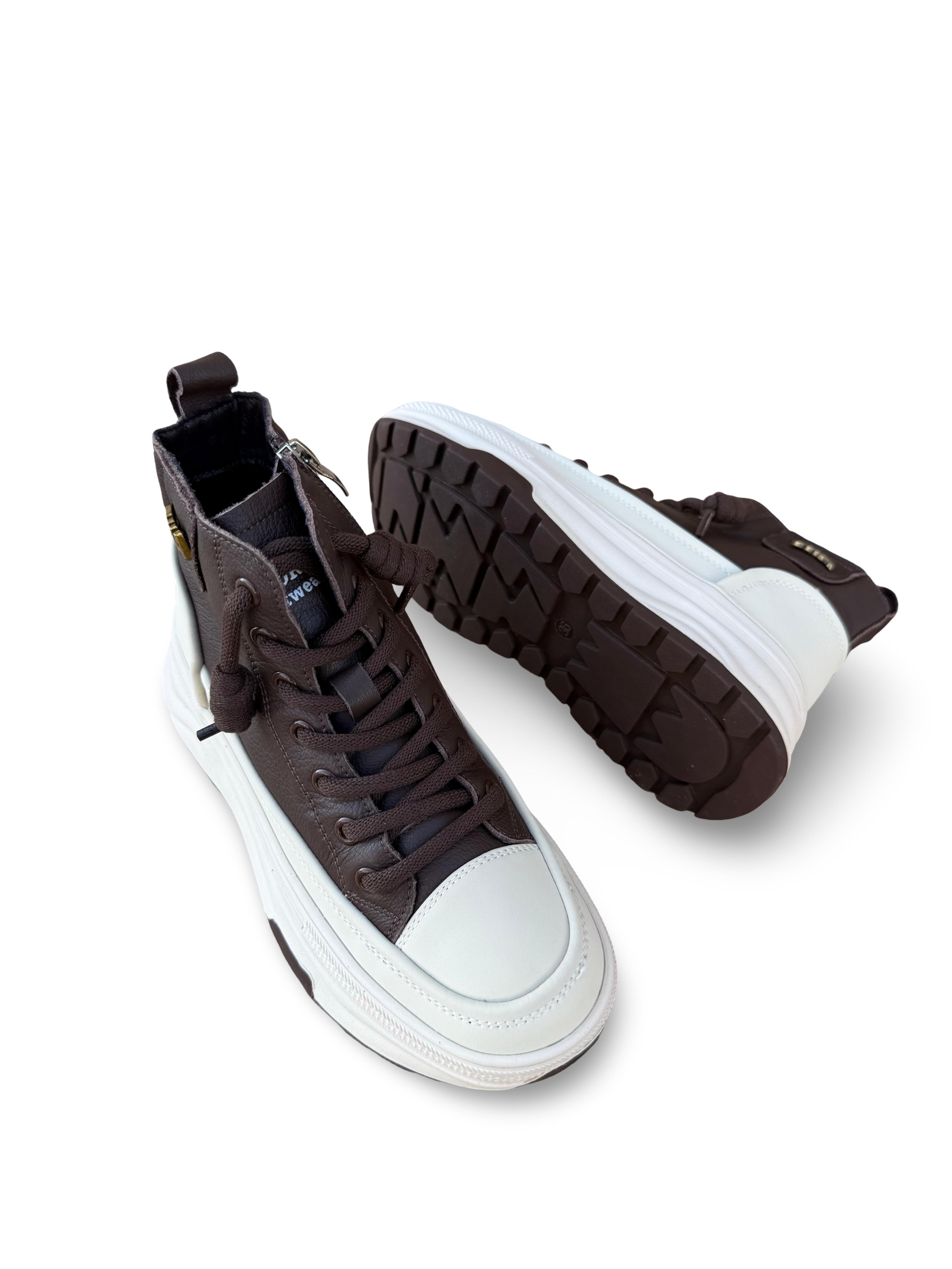 Guja 26K336-1 Hakiki Deri  Kadın Sneaker Bot Kahve