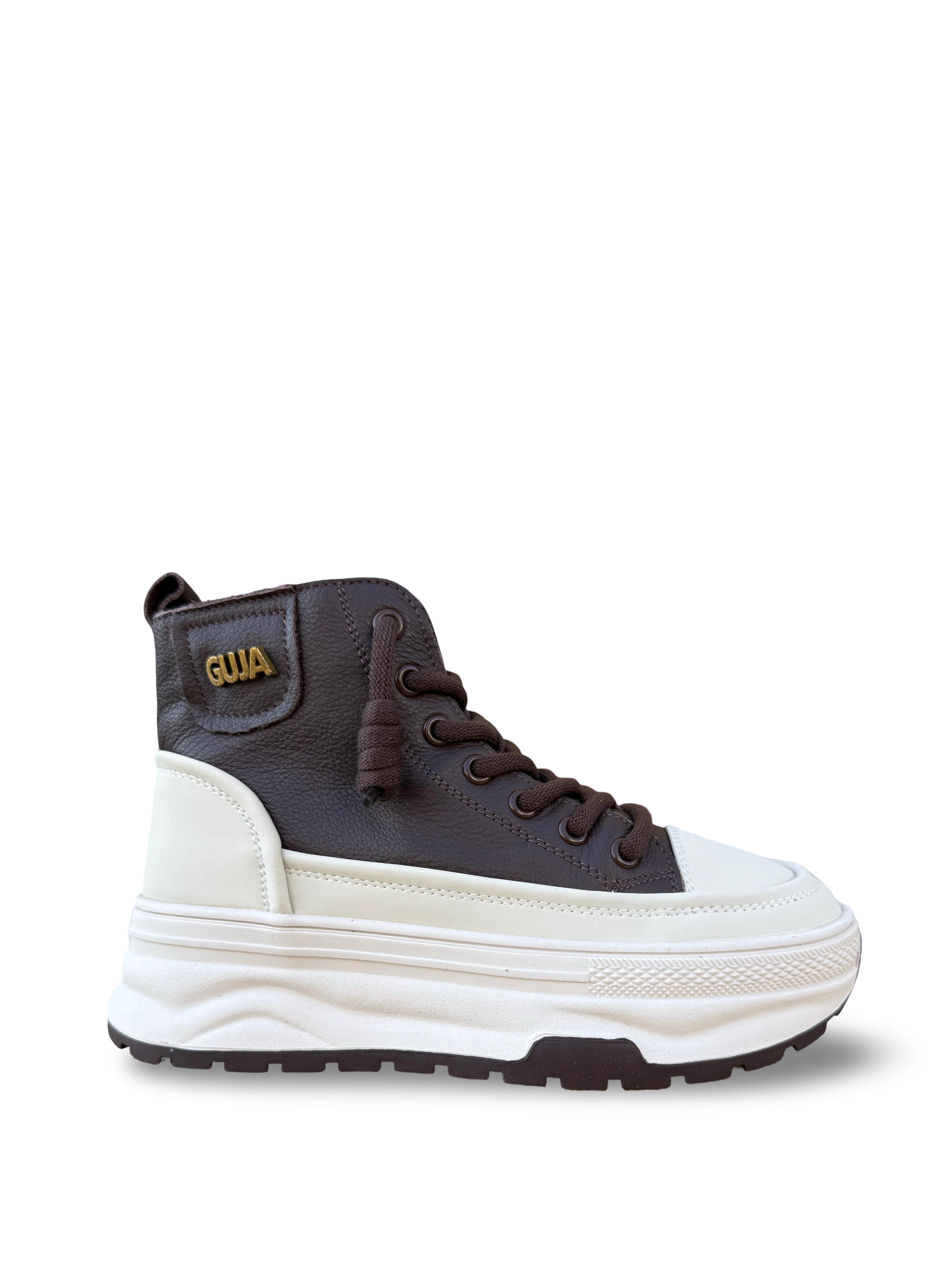 Guja 26K336-1 Hakiki Deri  Kadın Sneaker Bot Kahve