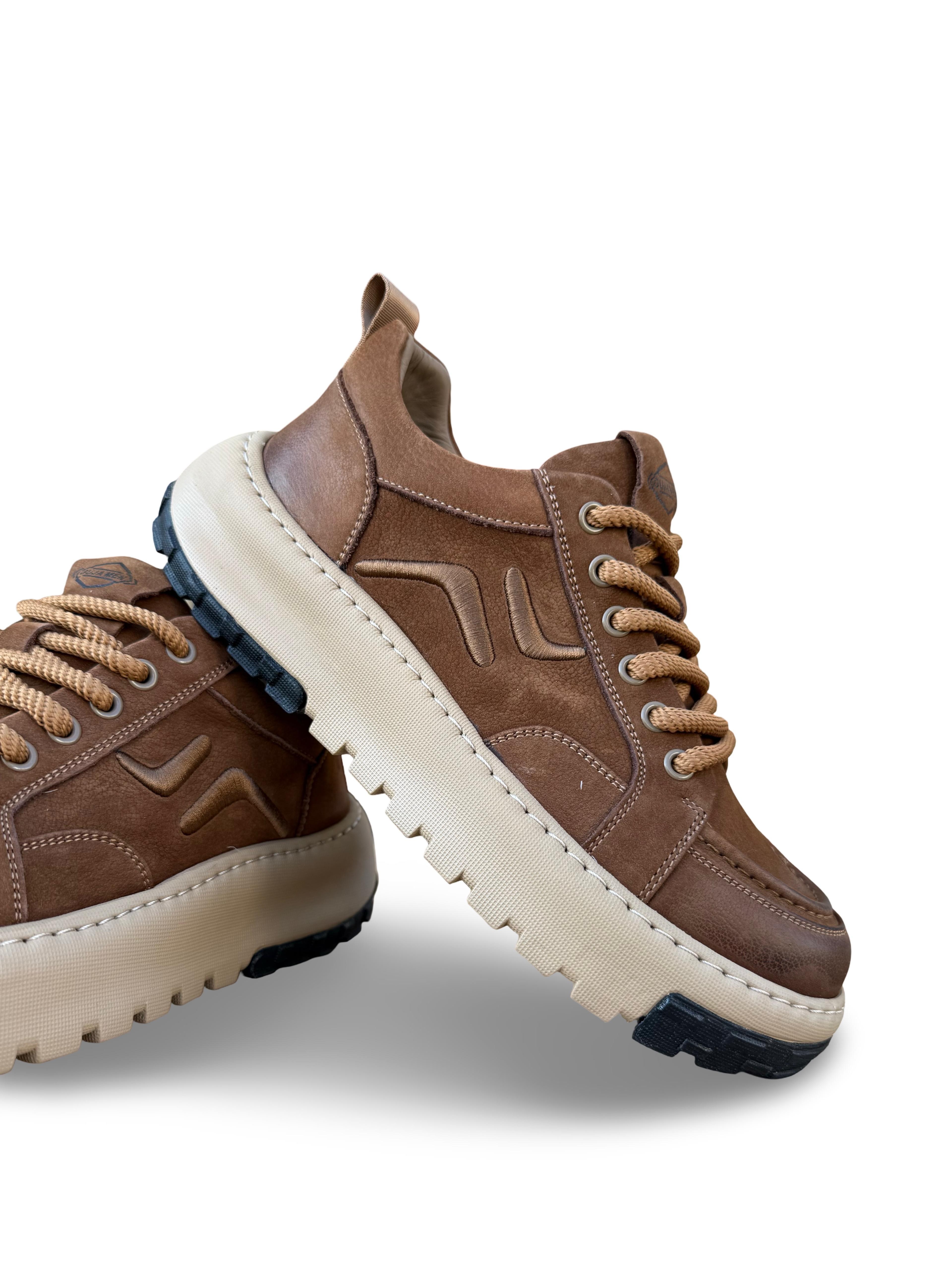 Guja 26K552 Hakiki Nubuk Deri Erkek Sneaker Spor Camel