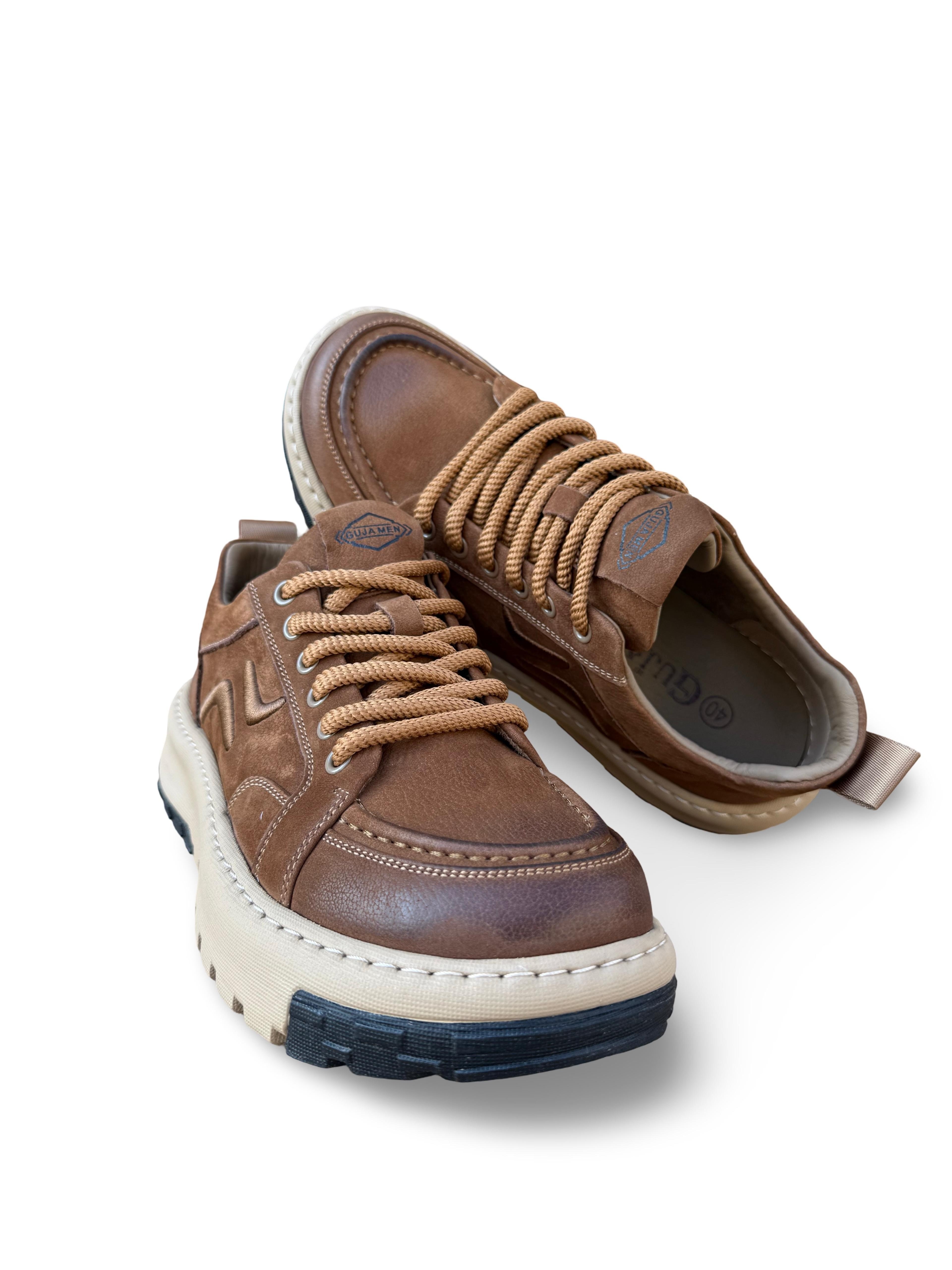 Guja 26K552 Hakiki Nubuk Deri Erkek Sneaker Spor Camel