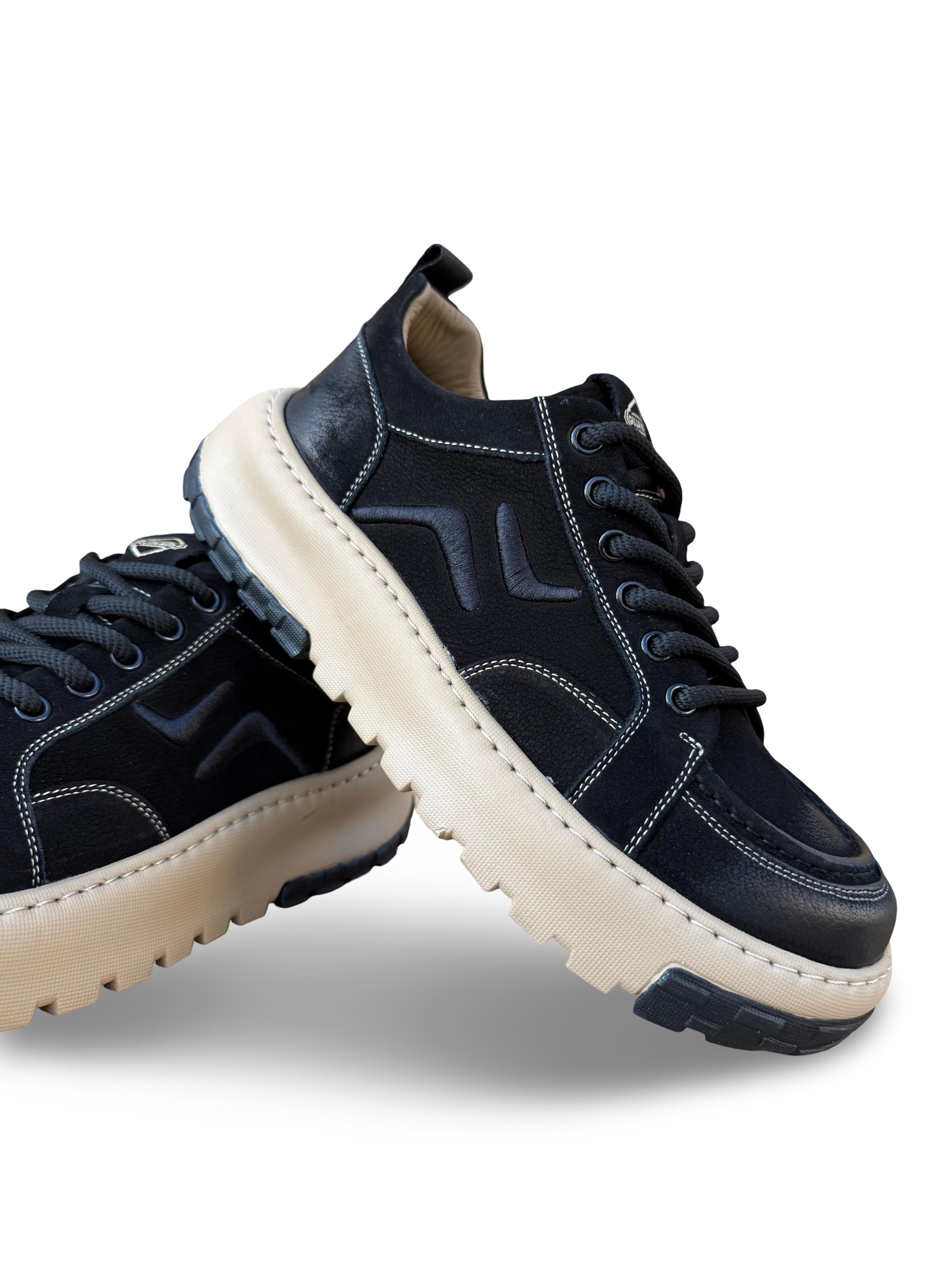 Guja 26K552 Hakiki Nubuk Deri Erkek Sneaker Spor Siyah