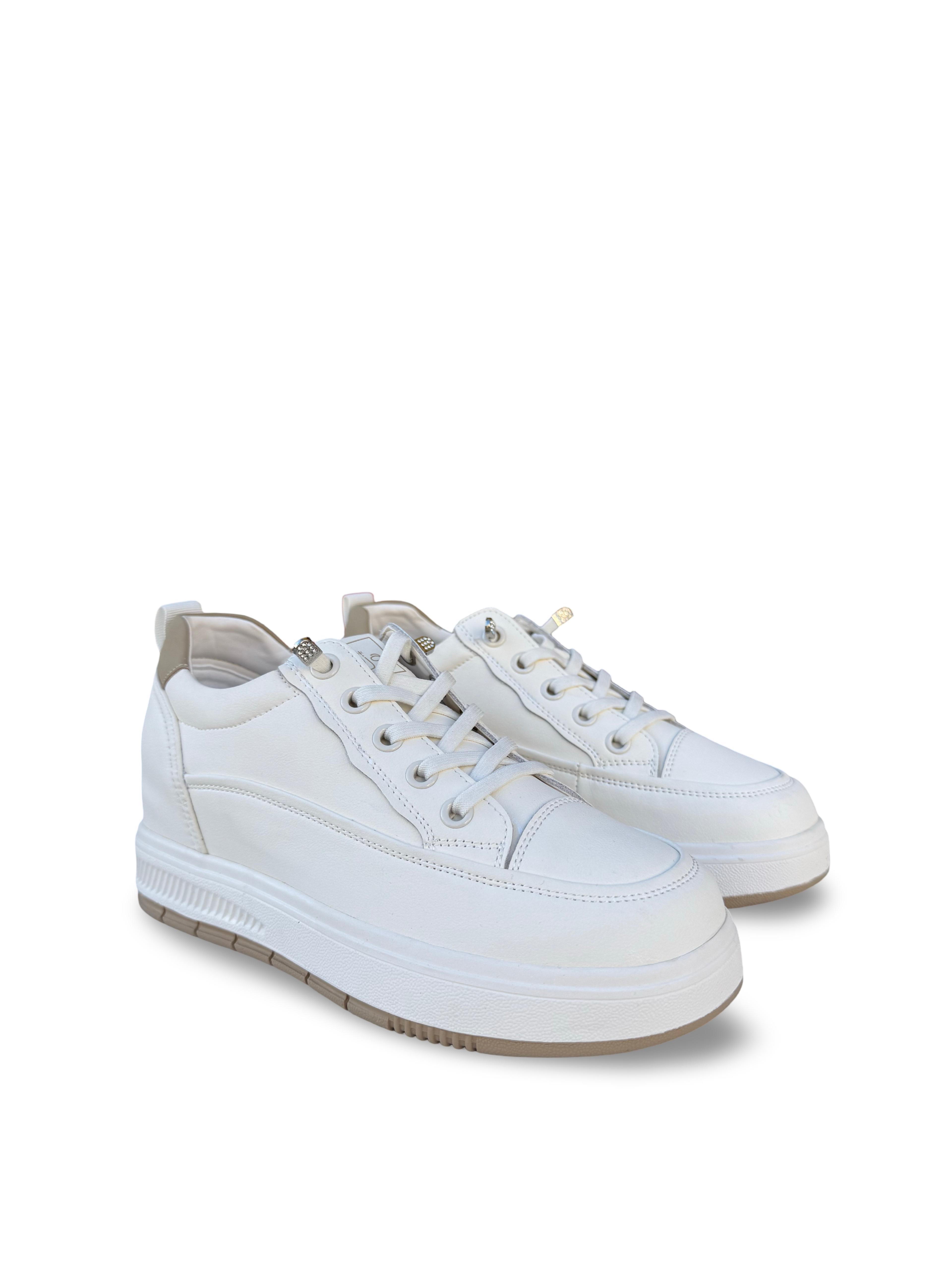 Guja Y352 Hakiki Deri Dolgu Topuk Kadın Spor Sneaker Bej