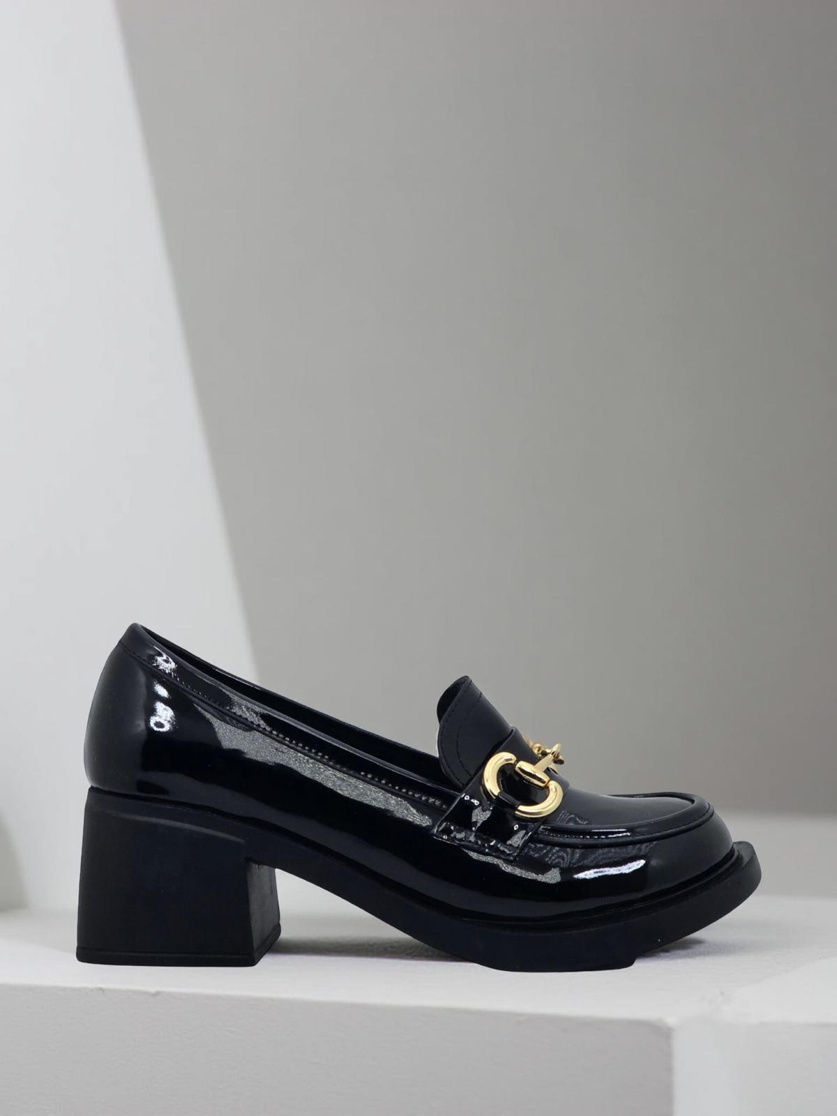 Yalınayak  24BK602104   Hakiki Deri Eva Taban Kadın Loafer Siyah Rugan