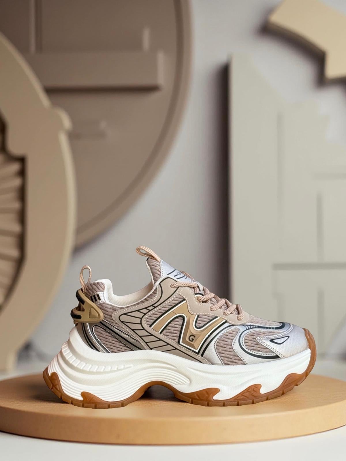Yalınayak 25Y324 Kadın Yüksek Taban Sneaker Spor Bej