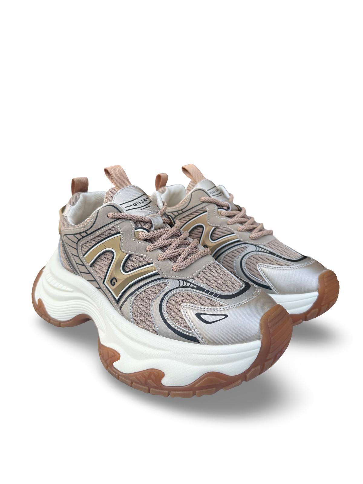 Yalınayak 25Y324 Kadın Yüksek Taban Sneaker Spor Bej