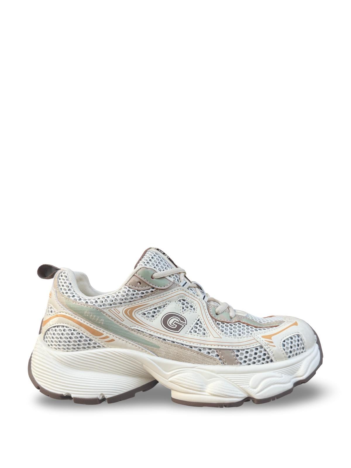 Yalınayak 25y353 Kadın Sneaker Aır Taban Taş Detaylı Bej