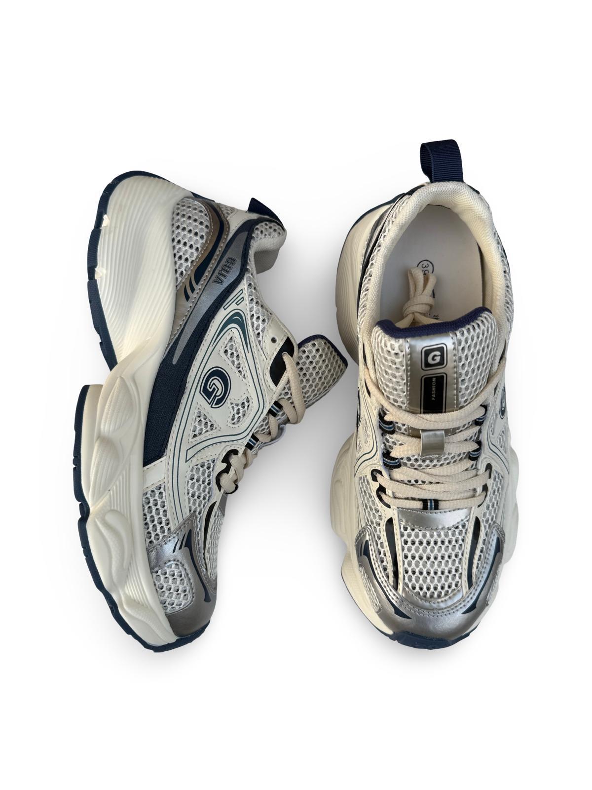 Yalınayak 25y353 Kadın Sneaker Aır Taban Taş Detaylı Lacivert