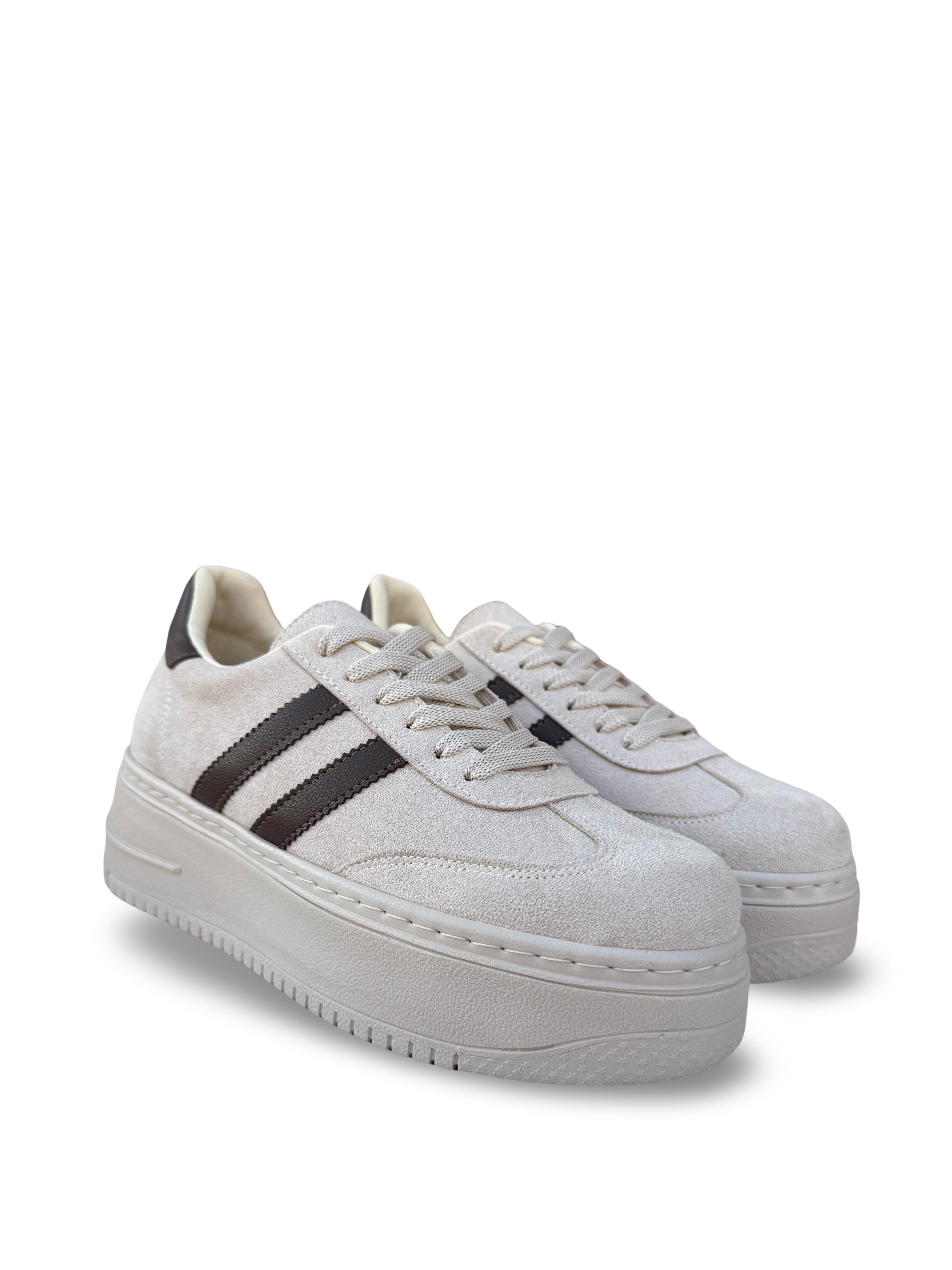 Yalınayak Bdr2026 Dolgu Taban Kadın Sneaker Bej Süet
