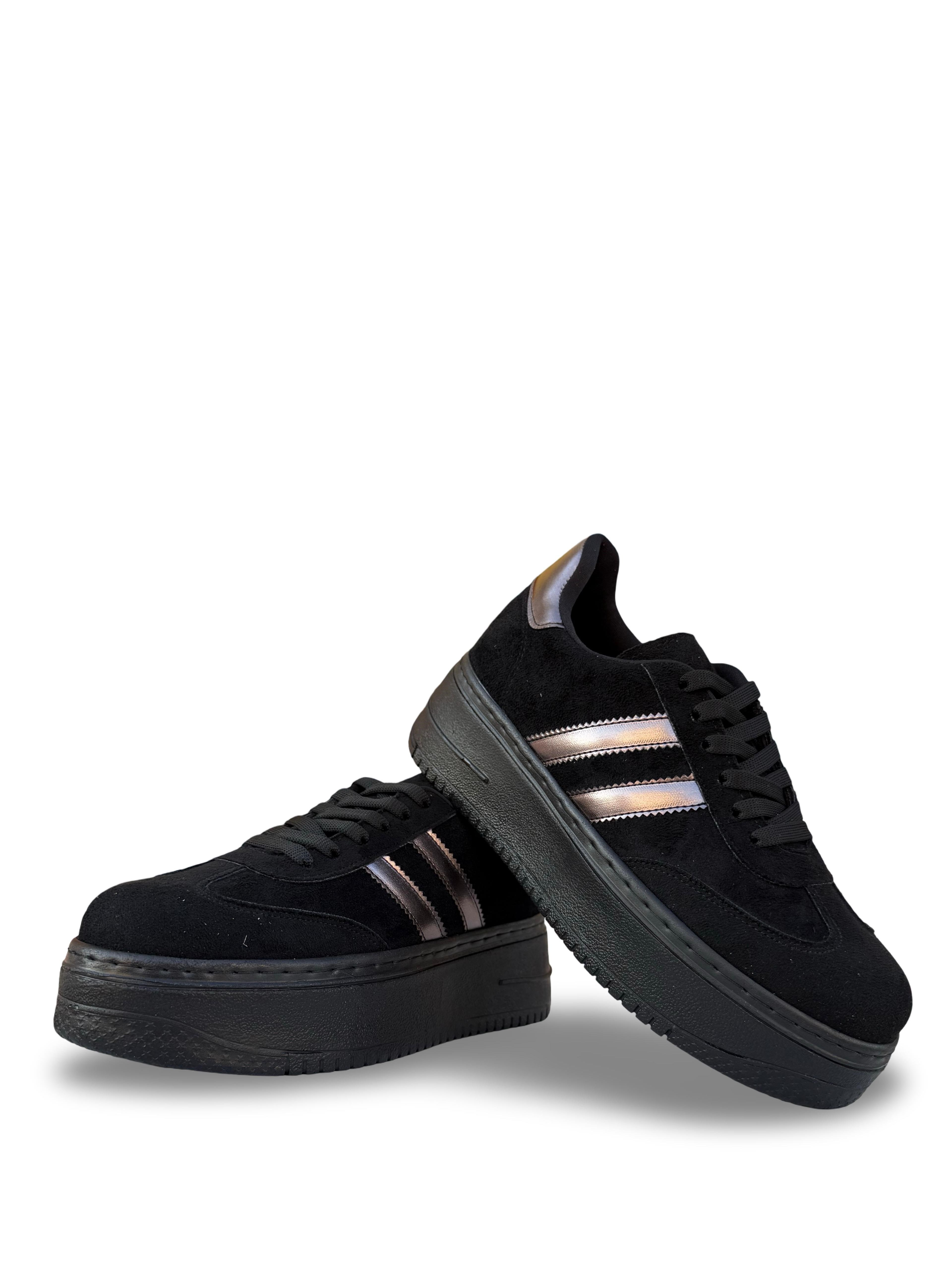 Yalınayak Bdr2026 Dolgu Taban Kadın Sneaker Siyah Süet