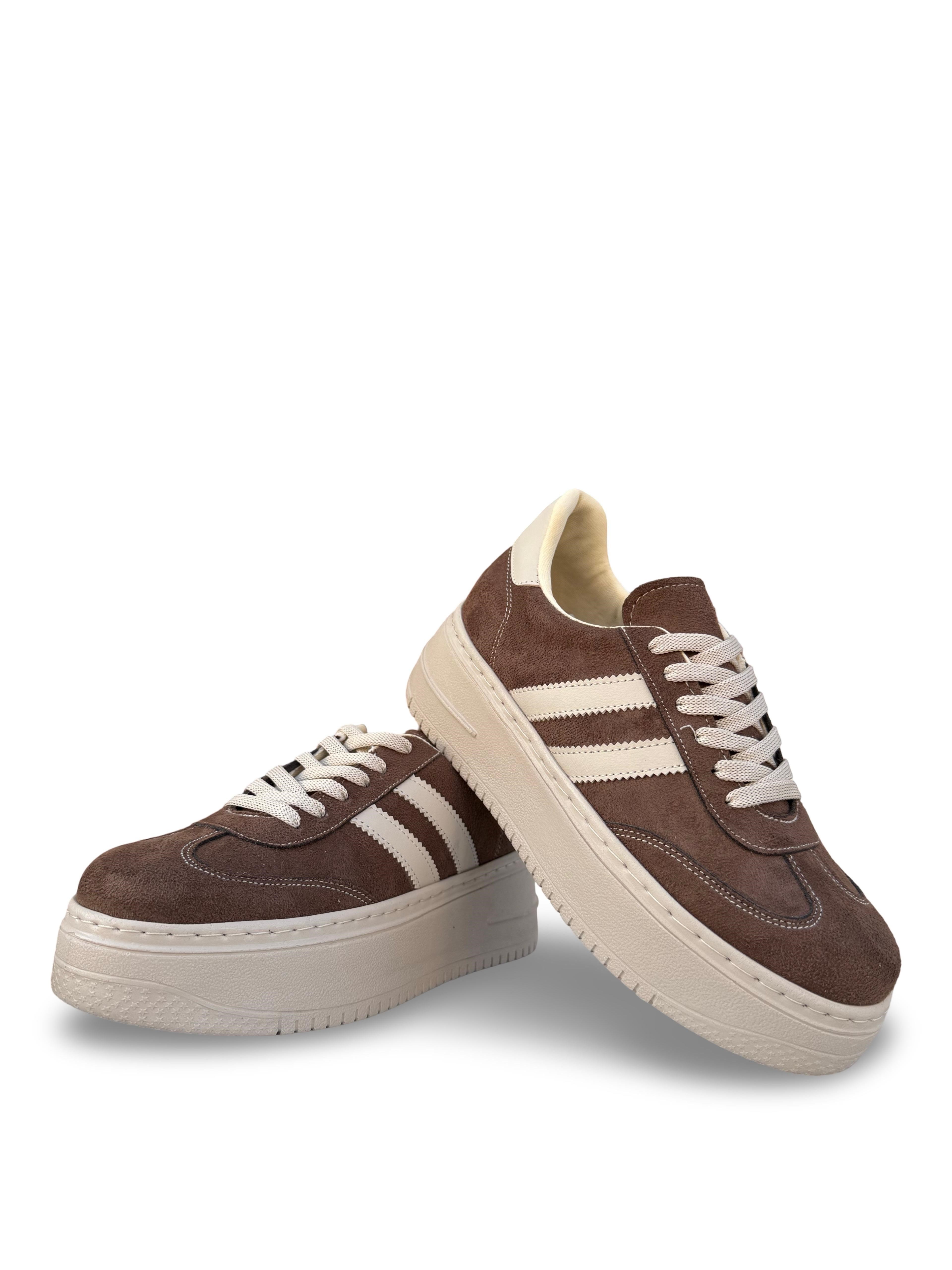 Yalınayak Bdr2026 Dolgu Taban Kadın Sneaker Kahve Süet