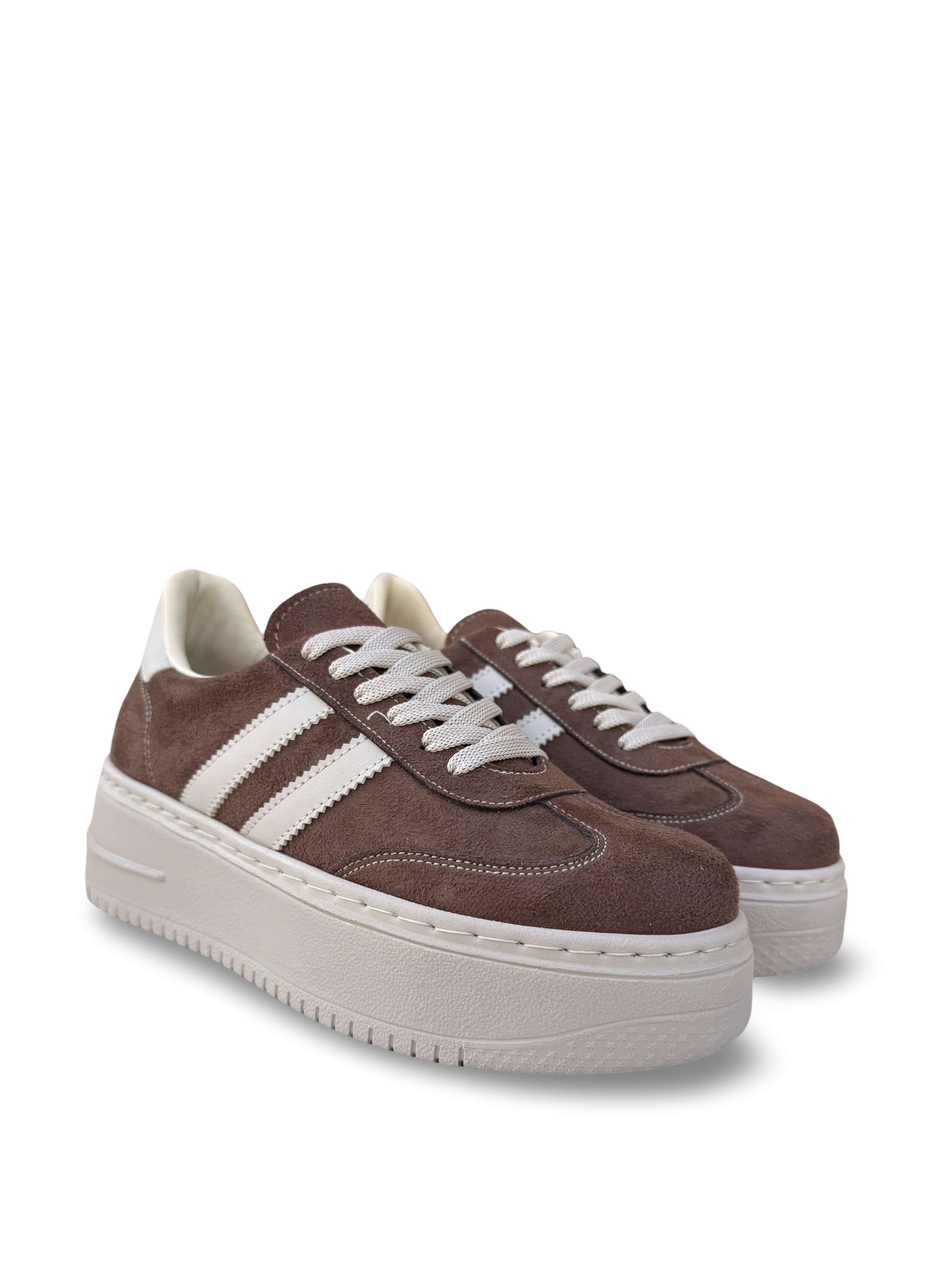 Yalınayak Bdr2026 Dolgu Taban Kadın Sneaker Kahve Süet