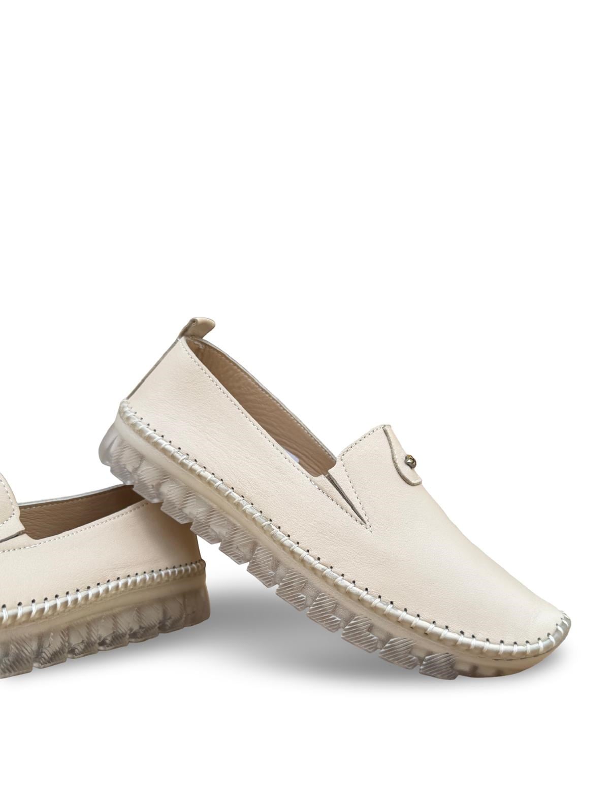 Yalınayak Bdr223 Hakiki Deri Comfort Taban Kadın Casual Ayakkabı Bej