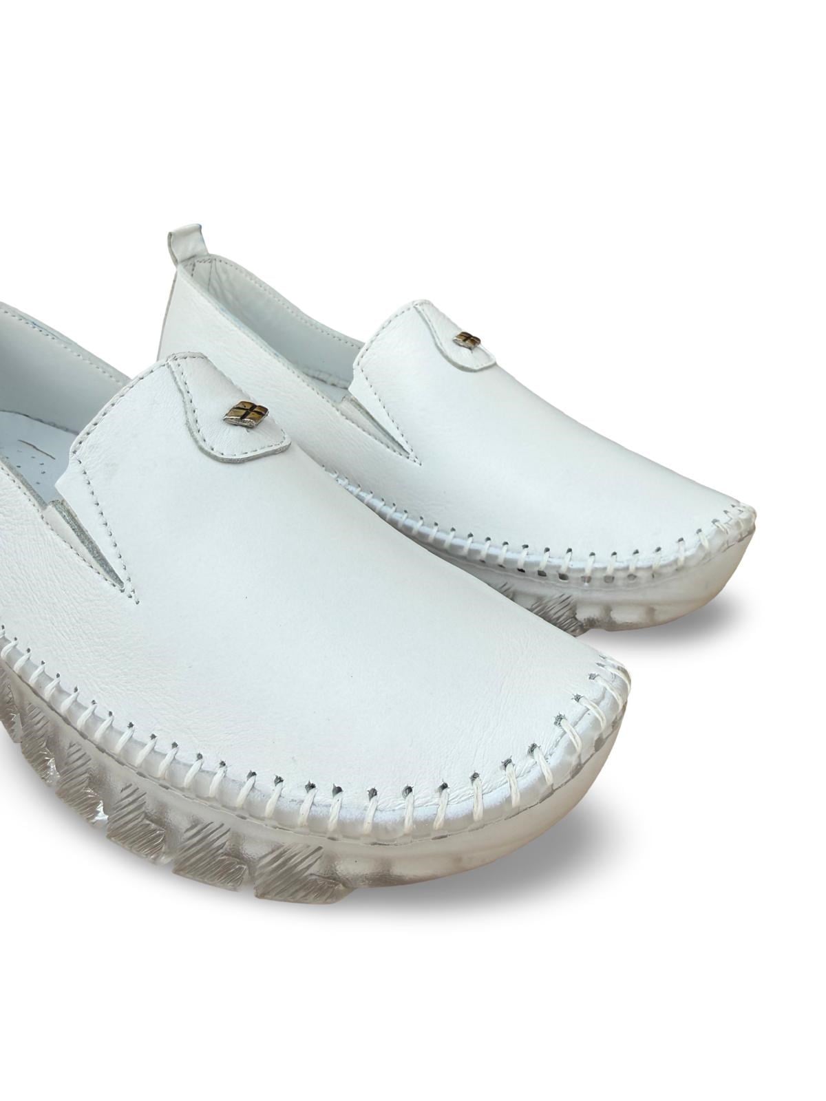 Yalınayak Bdr223 Hakiki Deri Comfort Taban Kadın Casual Ayakkabı Beyaz