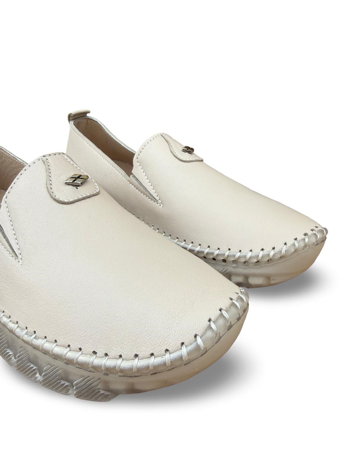 Yalınayak Bdr223 Hakiki Deri Comfort Taban Kadın Casual Ayakkabı Bej