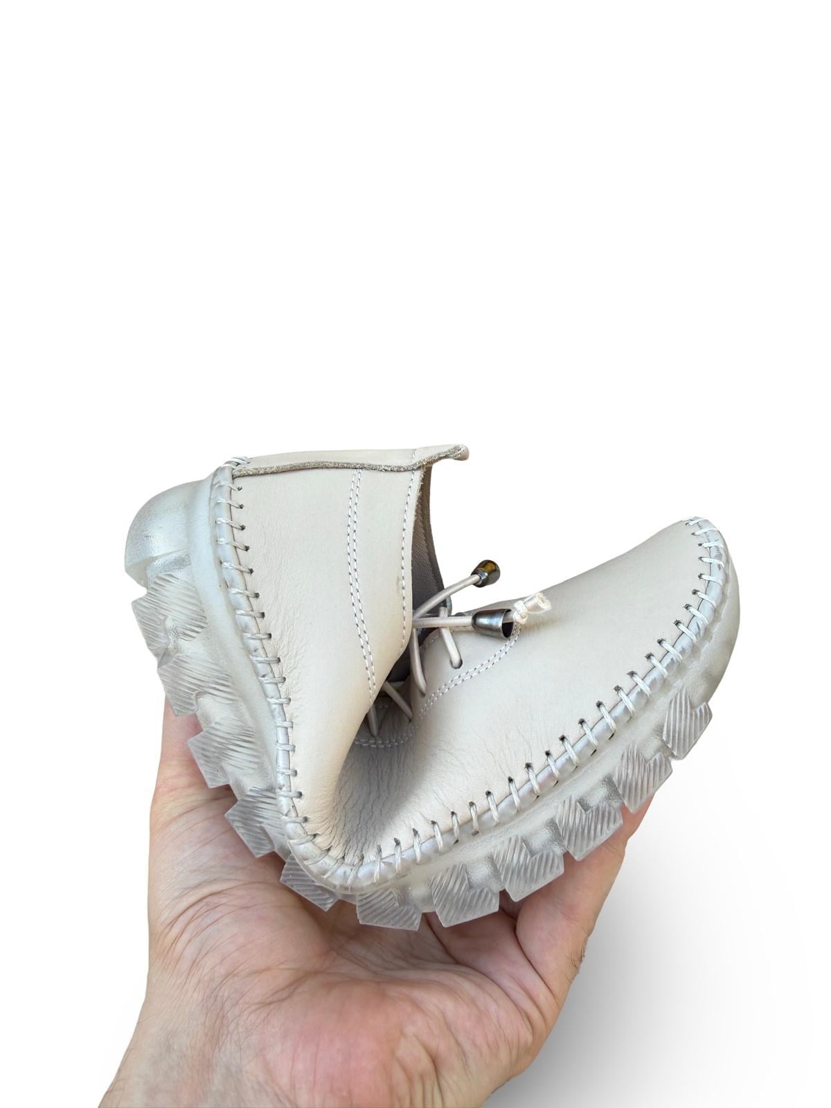 Yalınayak Bdr224 Hakiki Deri Comfort Taban Kadın Casual Ayakkabı Bej