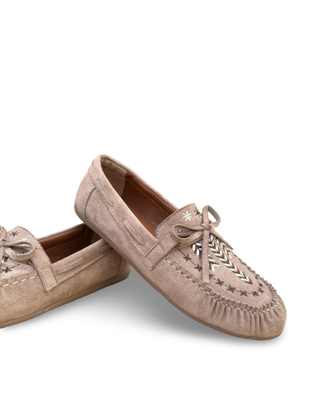 Yalınayak Bdr850 Kadın Loafer Günlük Ayakkabı Bej Süet