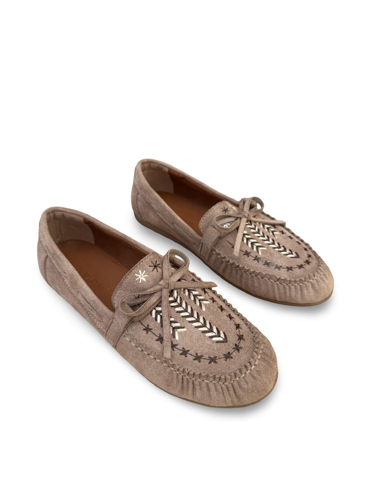 Yalınayak Bdr850 Kadın Loafer Günlük Ayakkabı Bej Süet