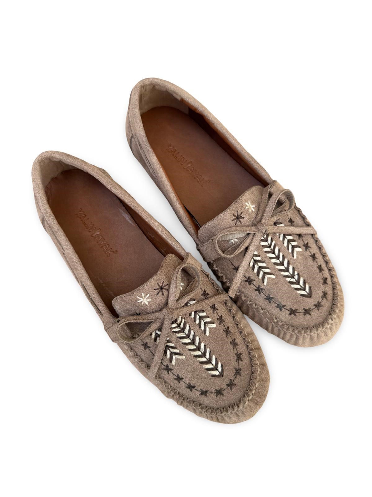 Yalınayak Bdr850 Kadın Loafer Günlük Ayakkabı Bej Süet