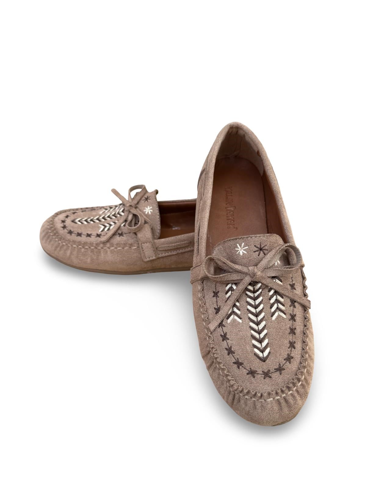 Yalınayak Bdr850 Kadın Loafer Günlük Ayakkabı Bej Süet