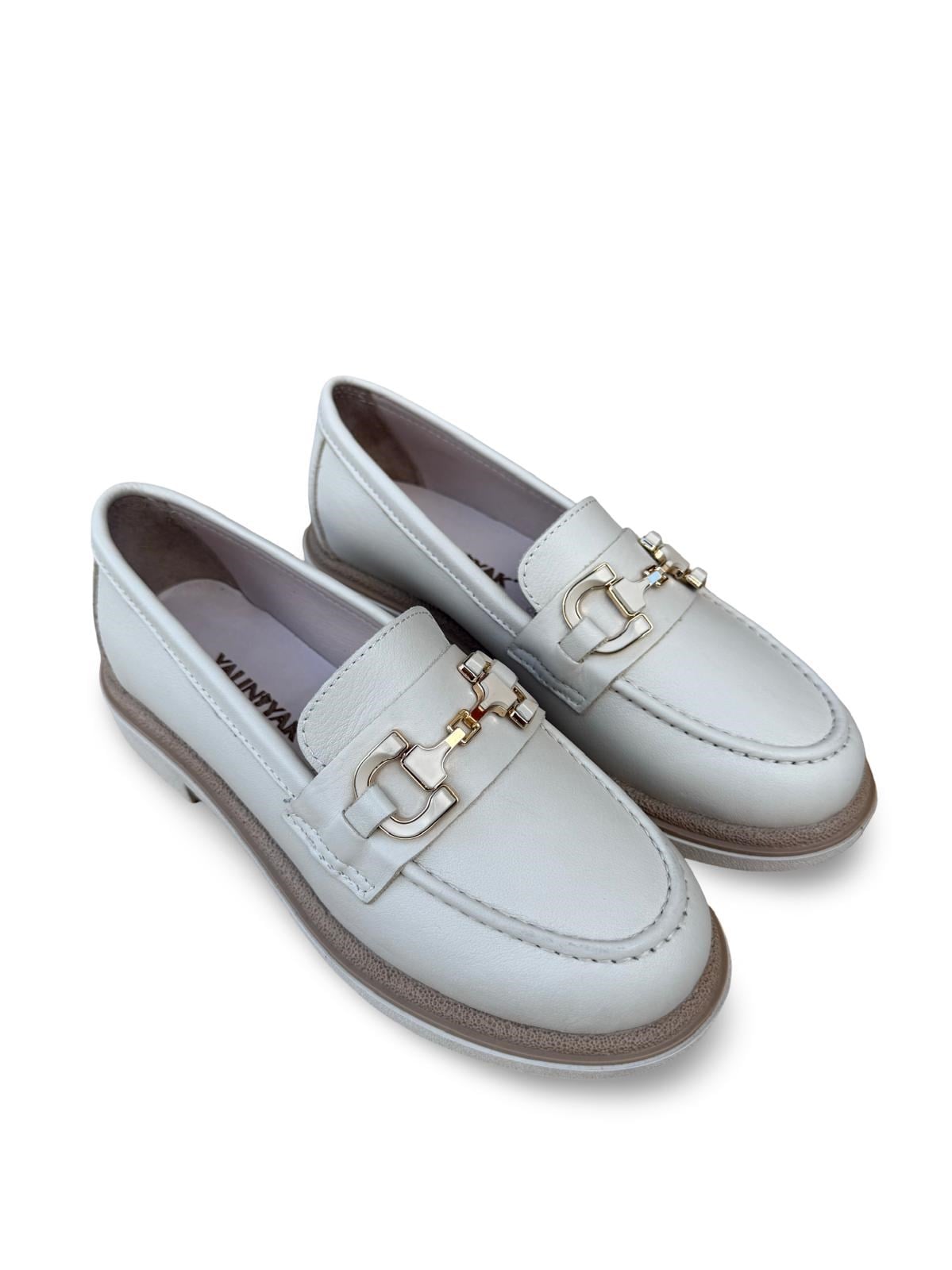 Yalınayak Blbl1556 Hakiki Deri Kadın Loafer & Babet Bej