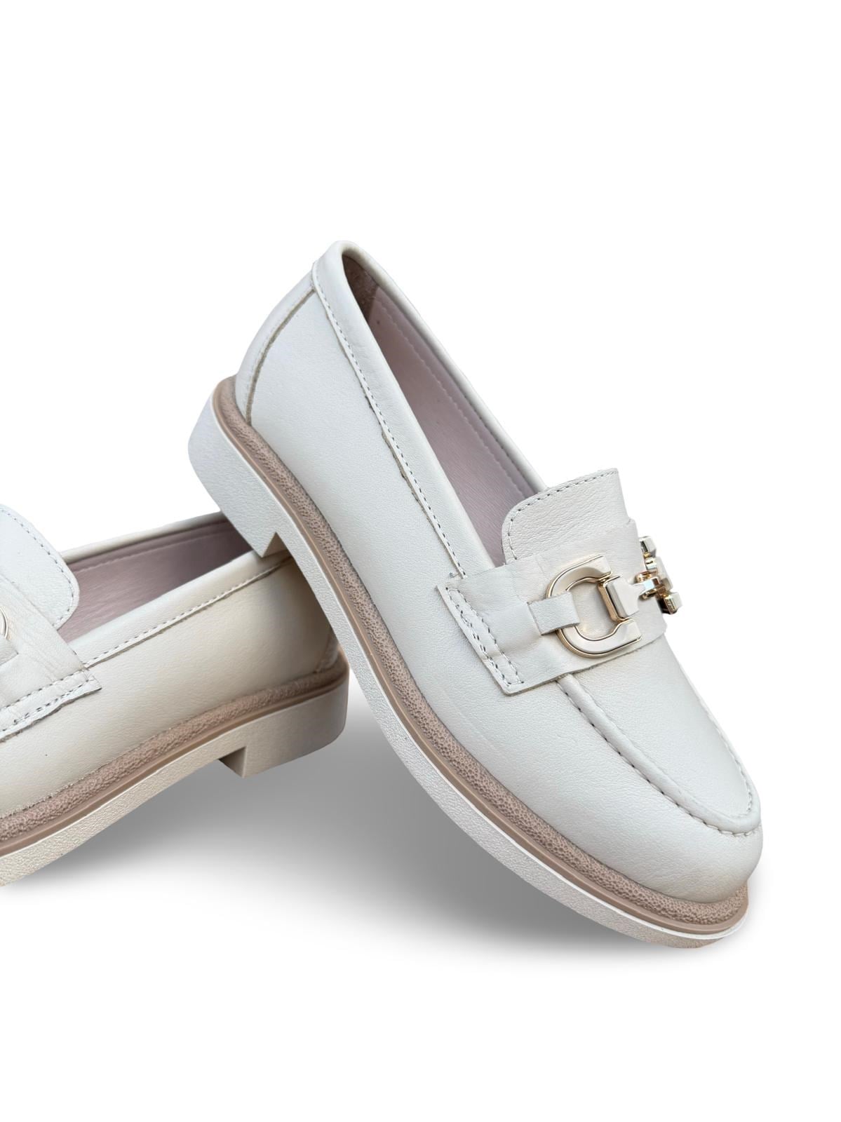 Yalınayak Blbl1556 Hakiki Deri Kadın Loafer & Babet Bej
