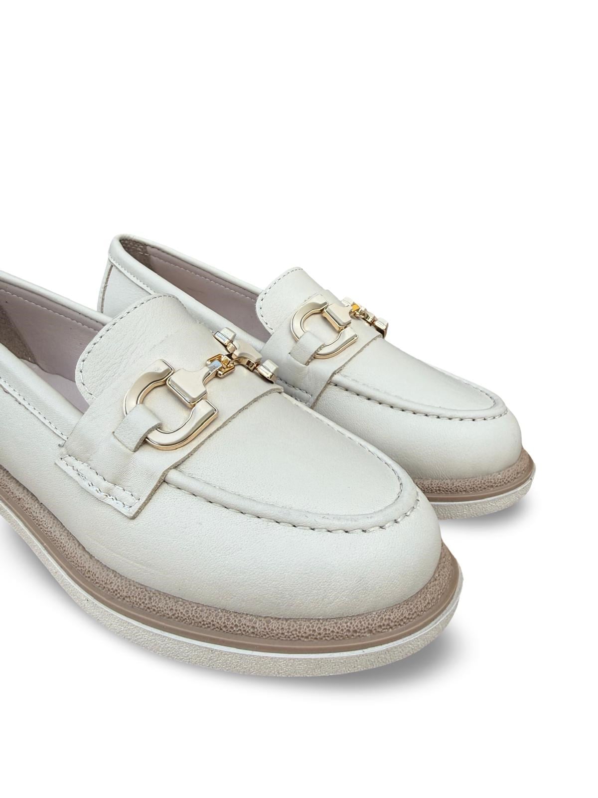 Yalınayak Blbl1556 Hakiki Deri Kadın Loafer & Babet Bej