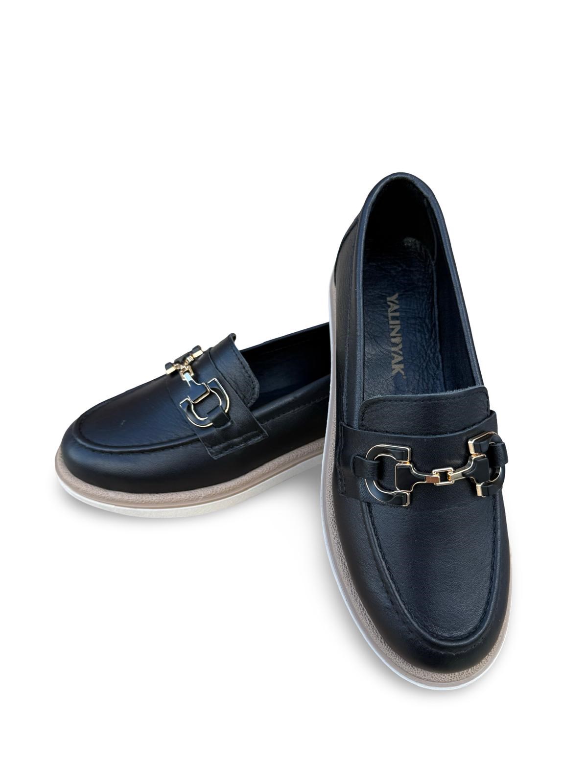 Yalınayak Blbl1556 Hakiki Deri Kadın Loafer & Babet Siyah