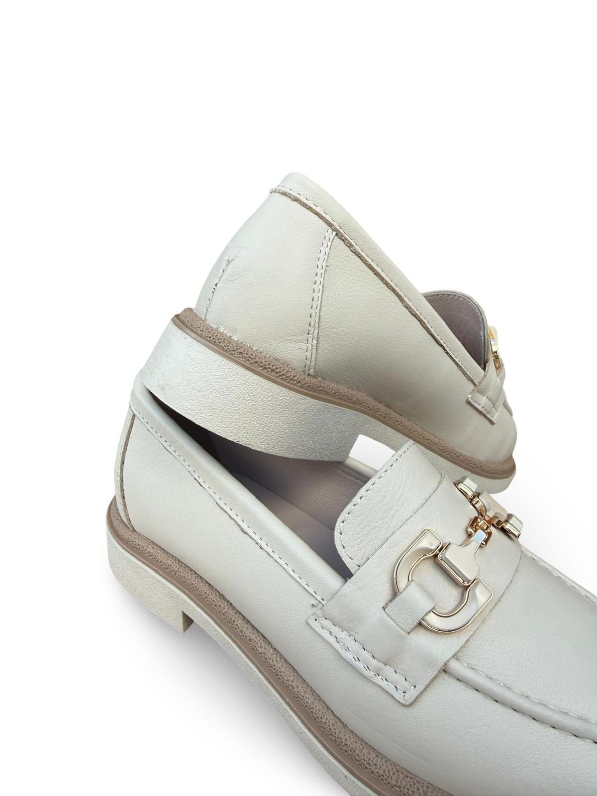 Yalınayak Blbl1556 Hakiki Deri Kadın Loafer & Babet Bej