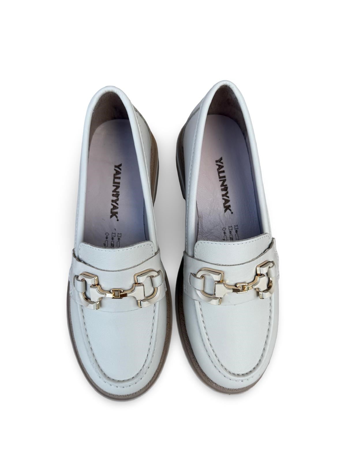 Yalınayak Blbl1556 Hakiki Deri Kadın Loafer & Babet Bej