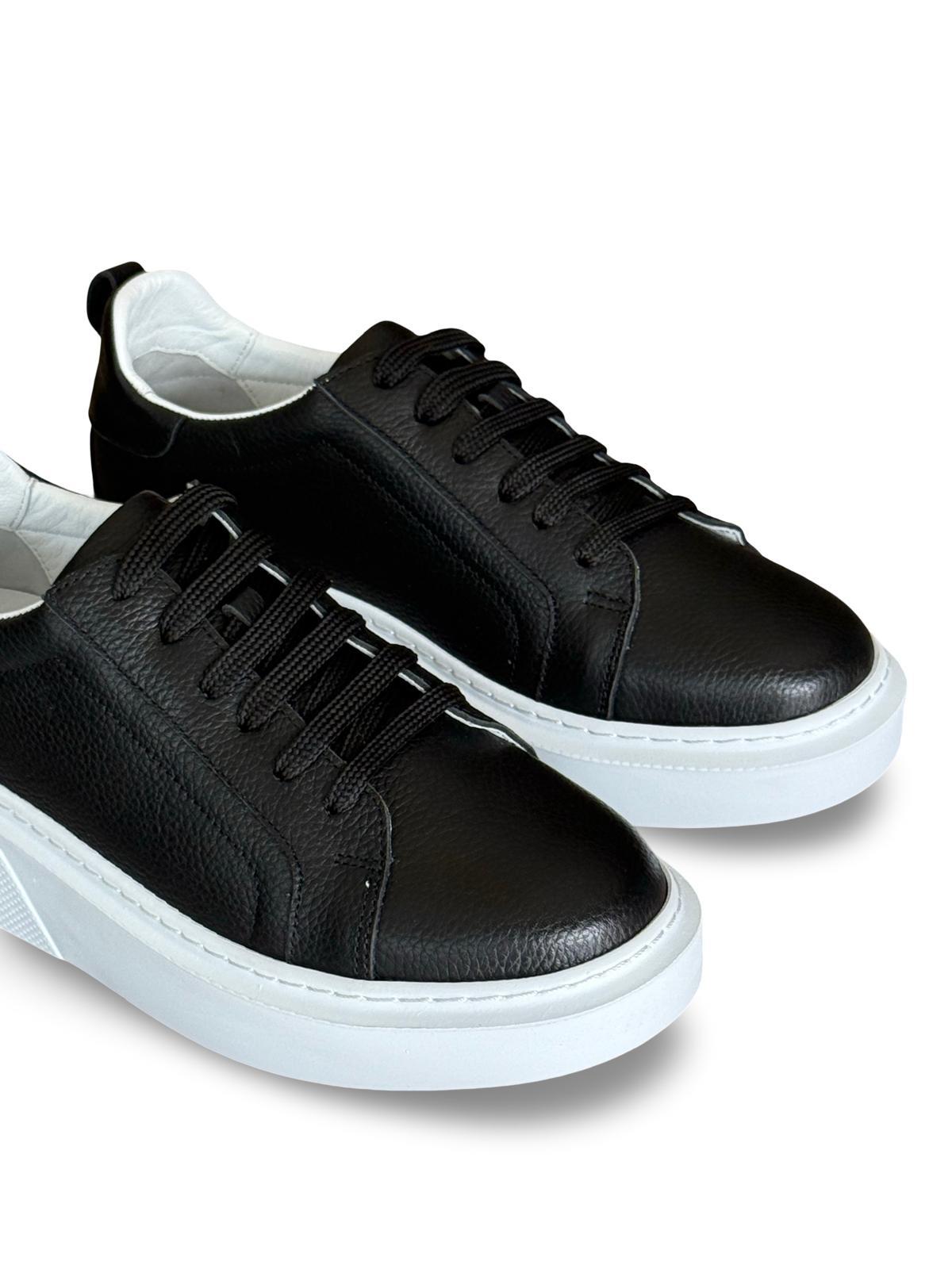 Yalınayak Bty202M01  Hakiki Deri Sneaker Kadın Ayakkabı Siyah