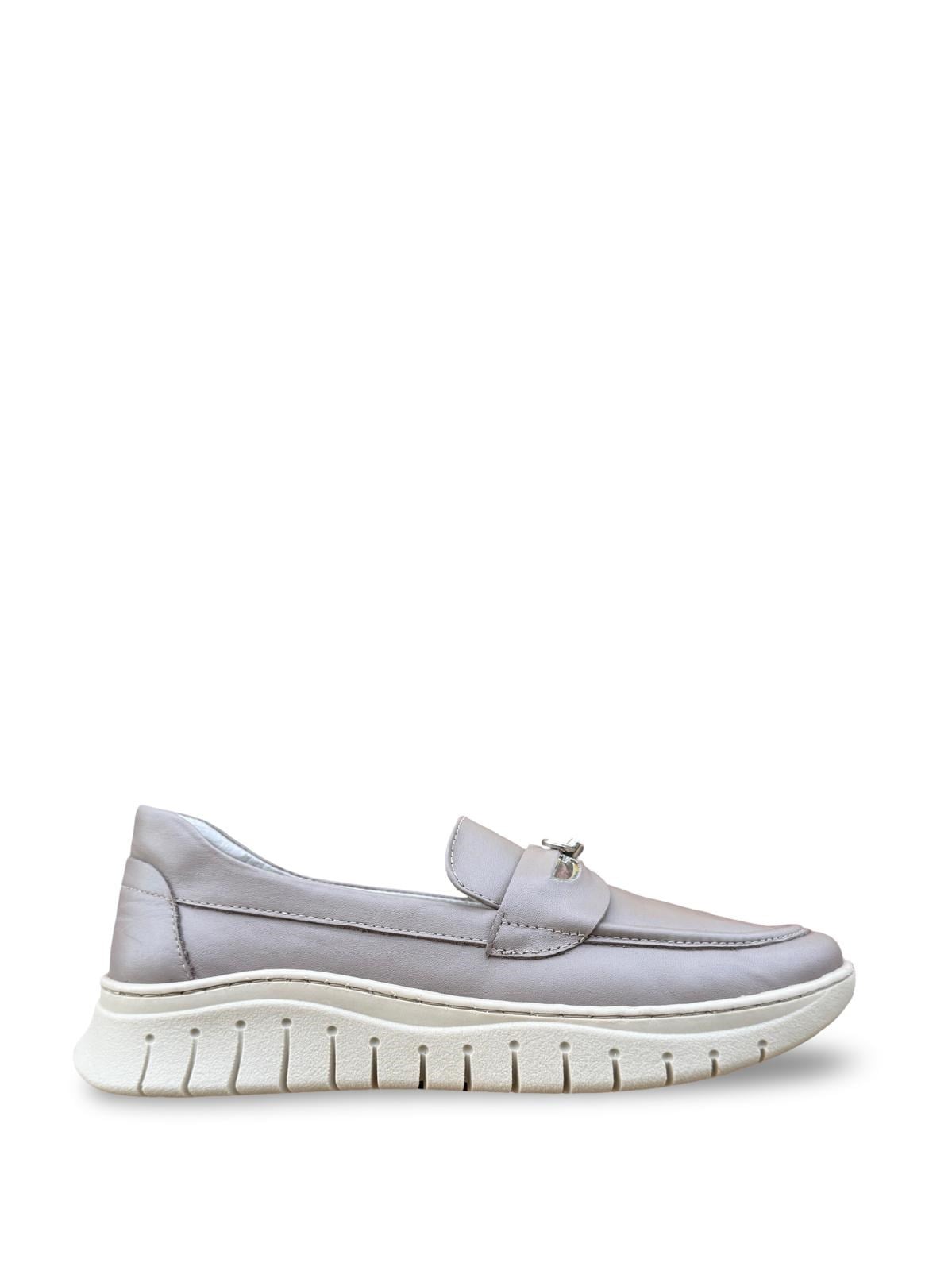 Yalınayak Bty248208 Hakiki Deri Comfort Taban Kadın Loafer Vizon