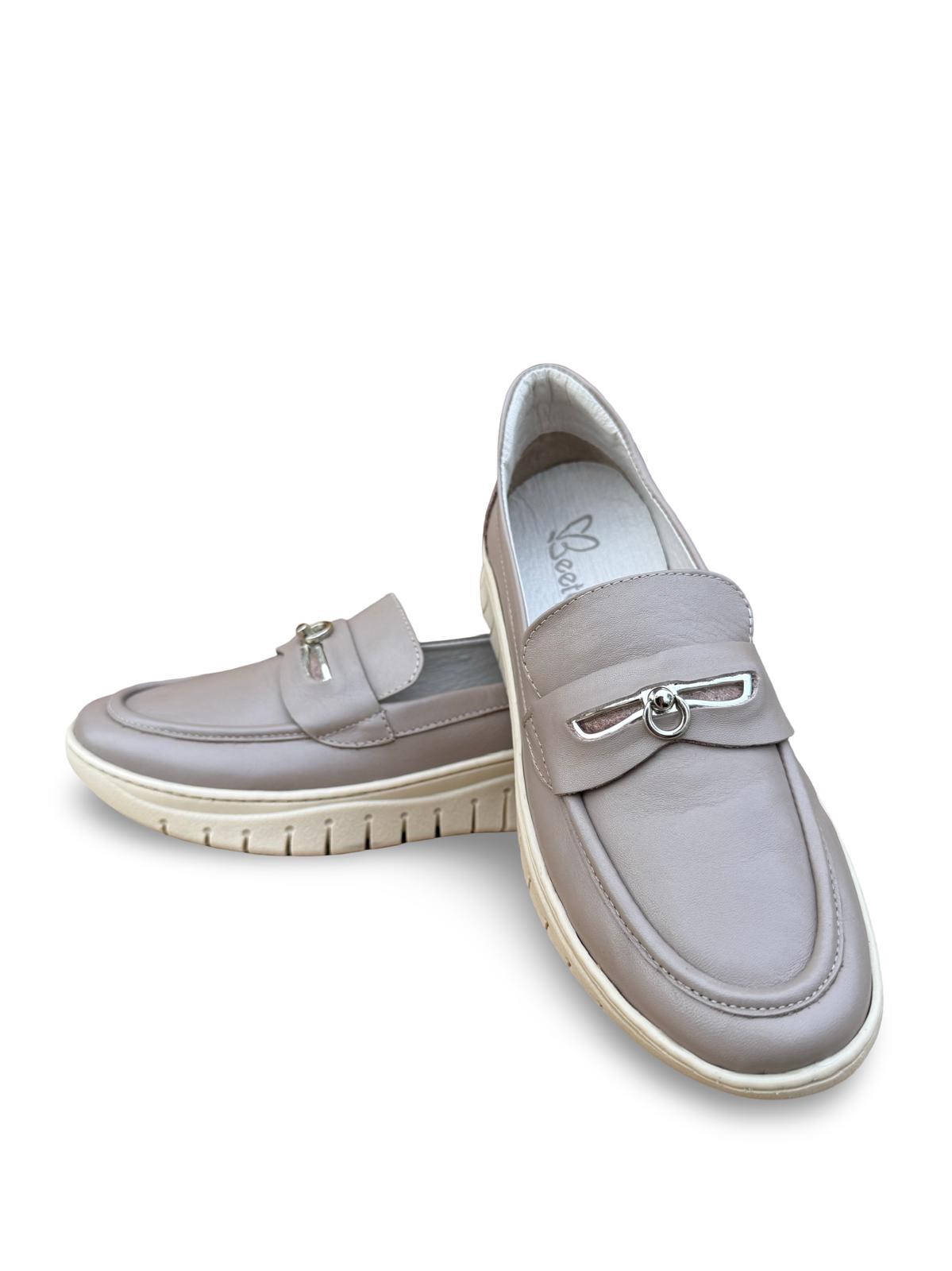 Yalınayak Bty248208 Hakiki Deri Comfort Taban Kadın Loafer Vizon