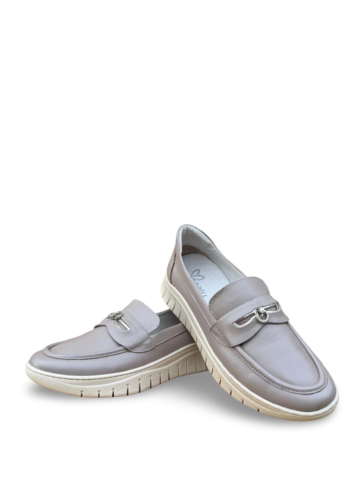 Yalınayak Bty248208 Hakiki Deri Comfort Taban Kadın Loafer Vizon