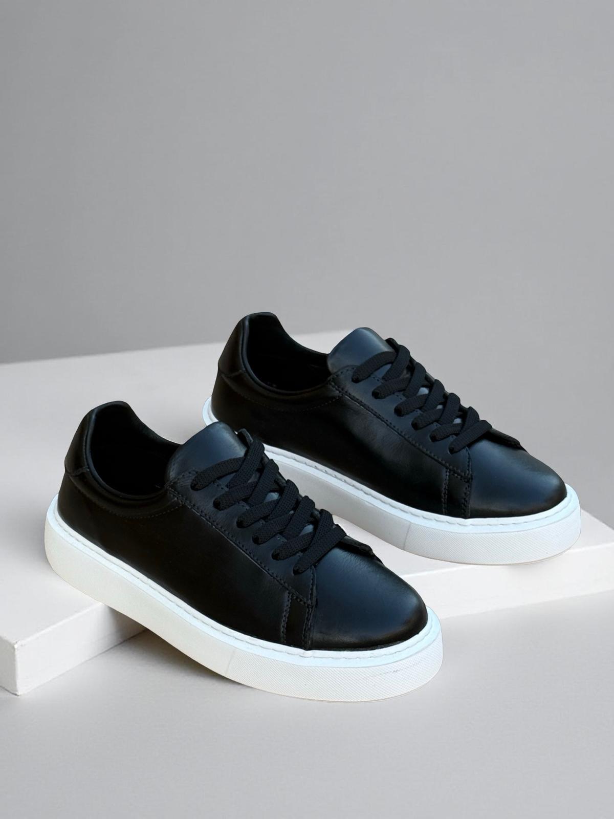 Yalınayak Bty249901 Hakiki Deri Unisex Casual Siyah
