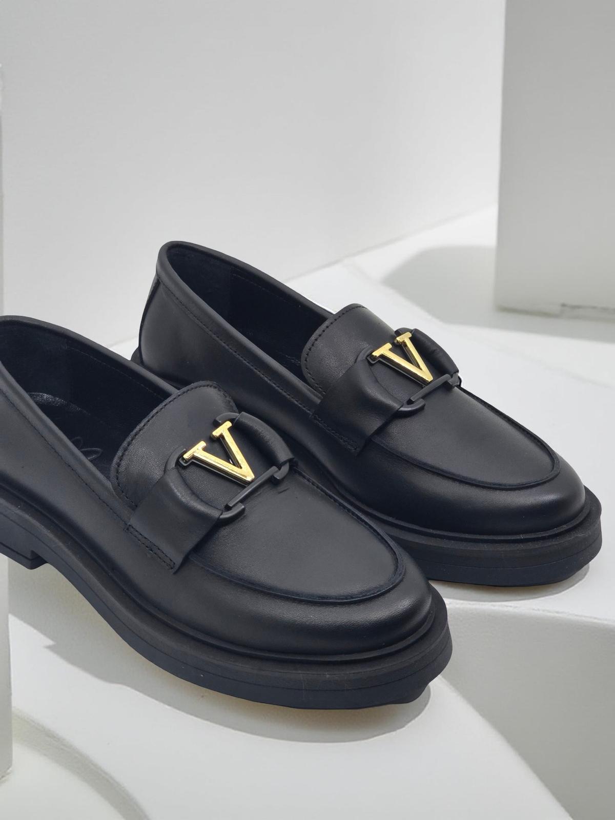 Yalınayak Bty24BK04  Hakiki Deri Kadın Loafer Ayakkabı Siyah