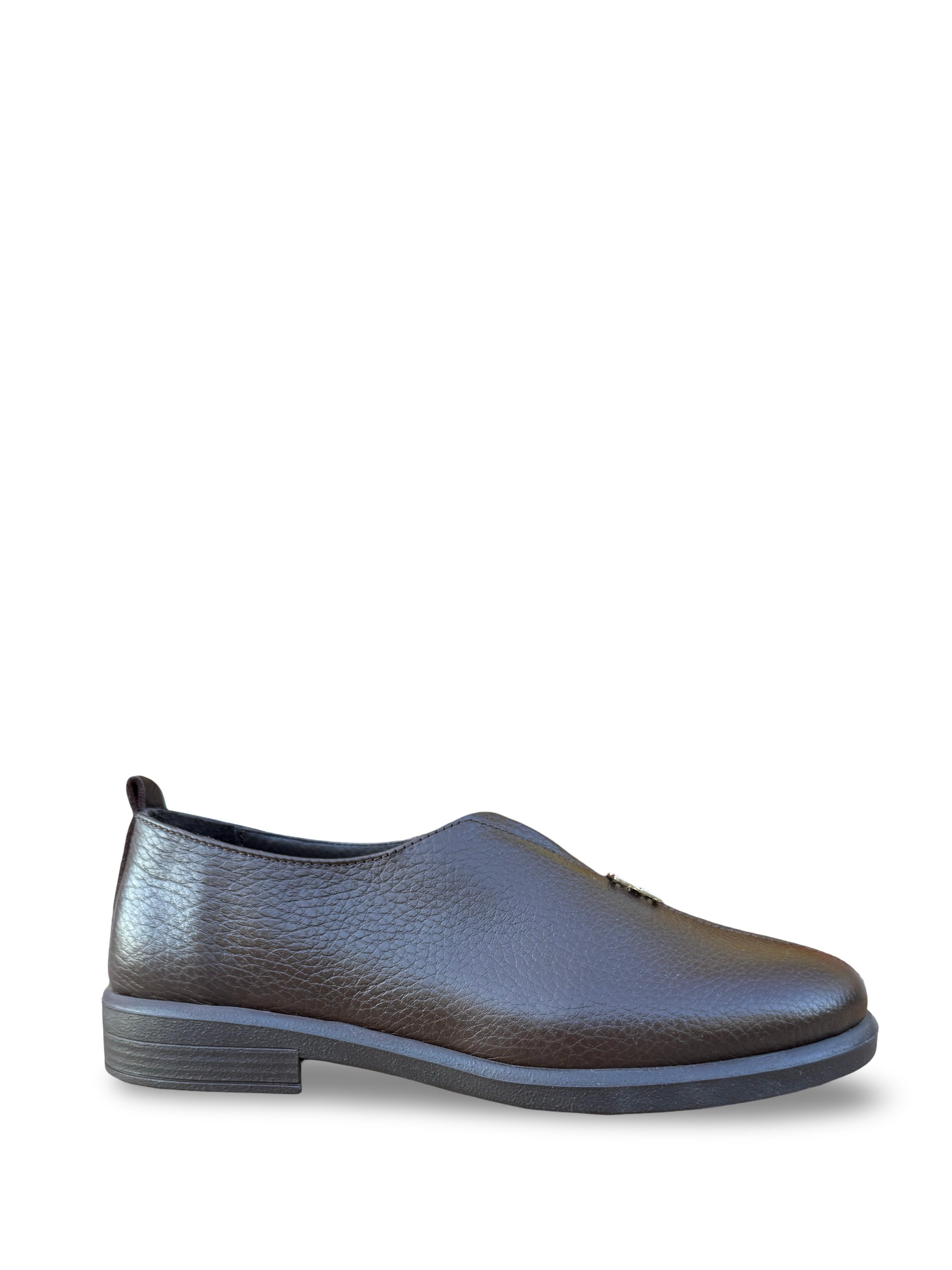 Yalınayak Bty264105 Hakiki Deri Kadın Loafer Babet Kahverengi