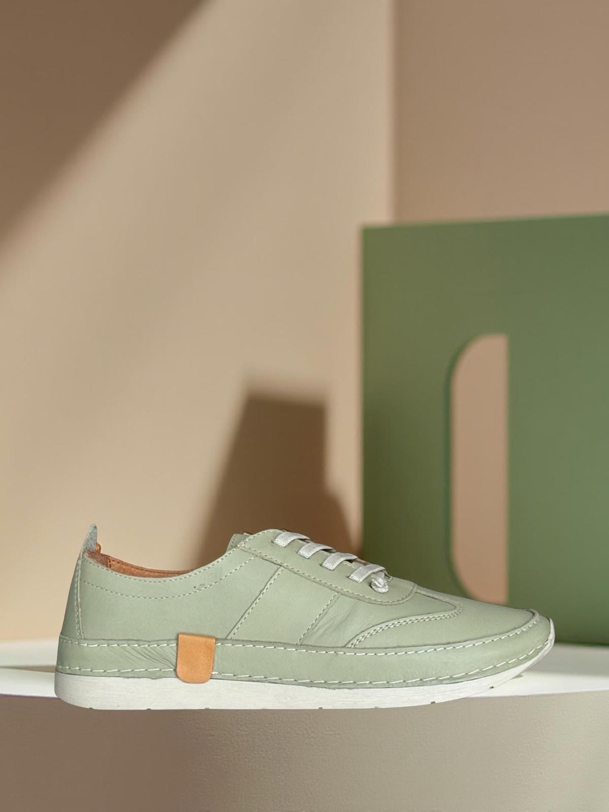 Yalınayak Bty6725060  Hakiki Deri Sneaker Kadın Ayakkabı Haki