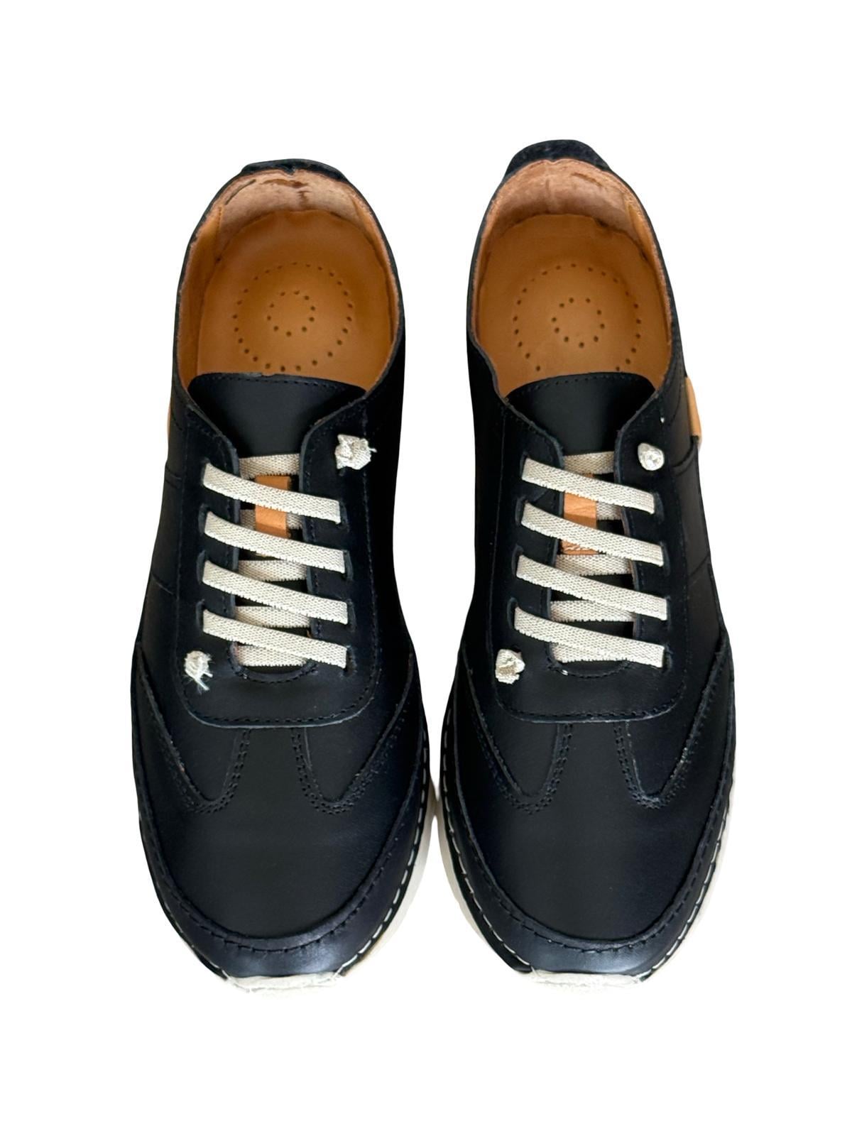 Yalınayak Bty6725060  Hakiki Deri Sneaker Kadın Ayakkabı Siyah