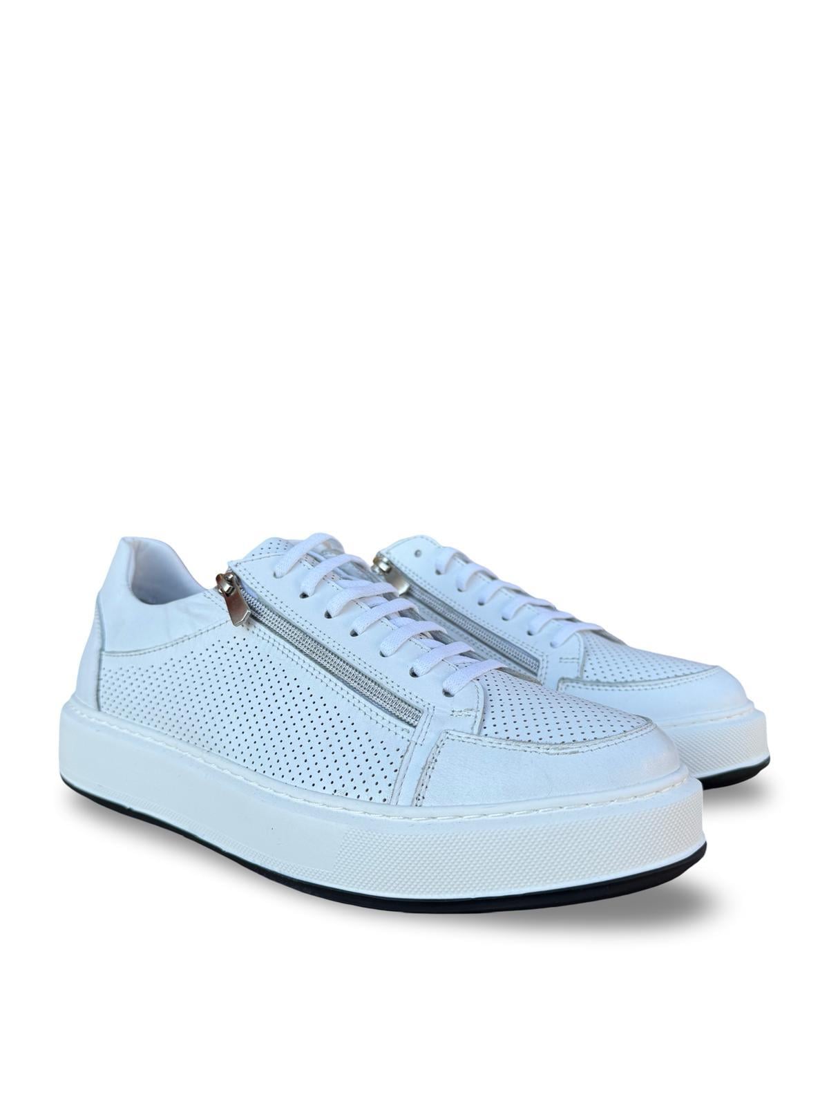 Yalınayak Chs2903L Hakiki Deri Eva Taban Erkek Sneaker Beyaz
