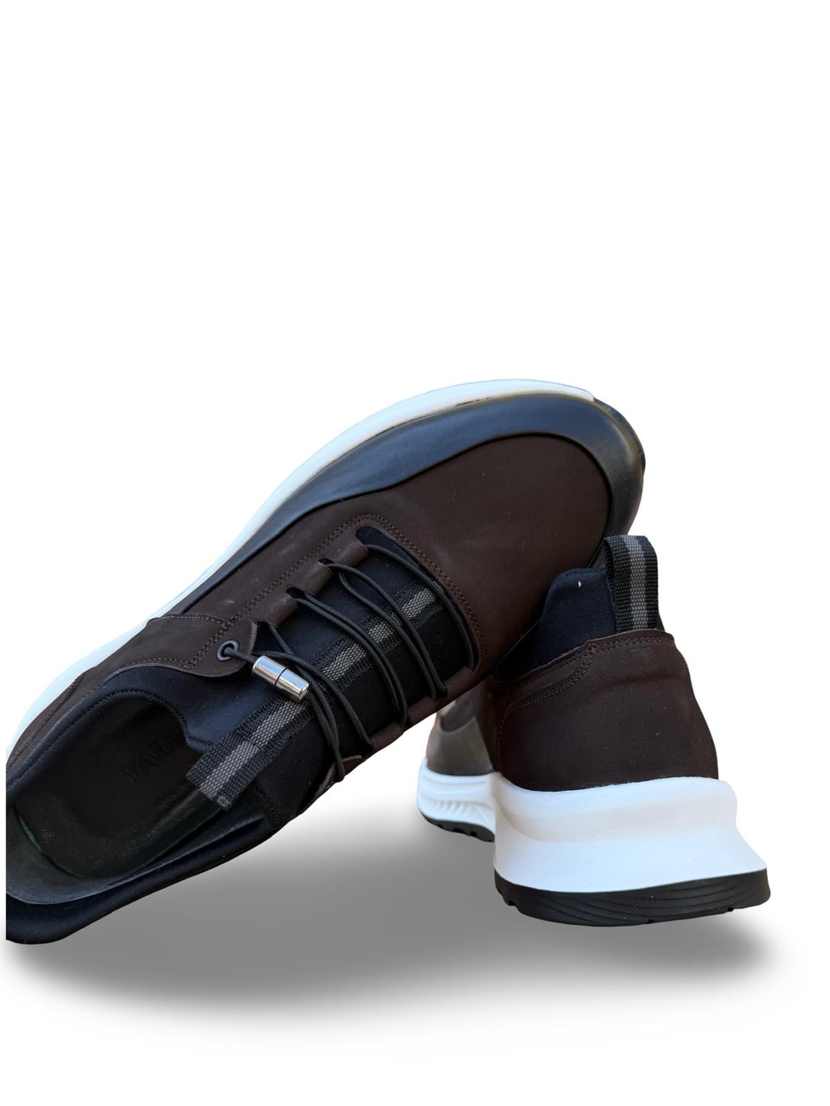 Yalınayak F3297 Hakiki Deri Eva Taban Erkek Sneaker Kahve Nubuk