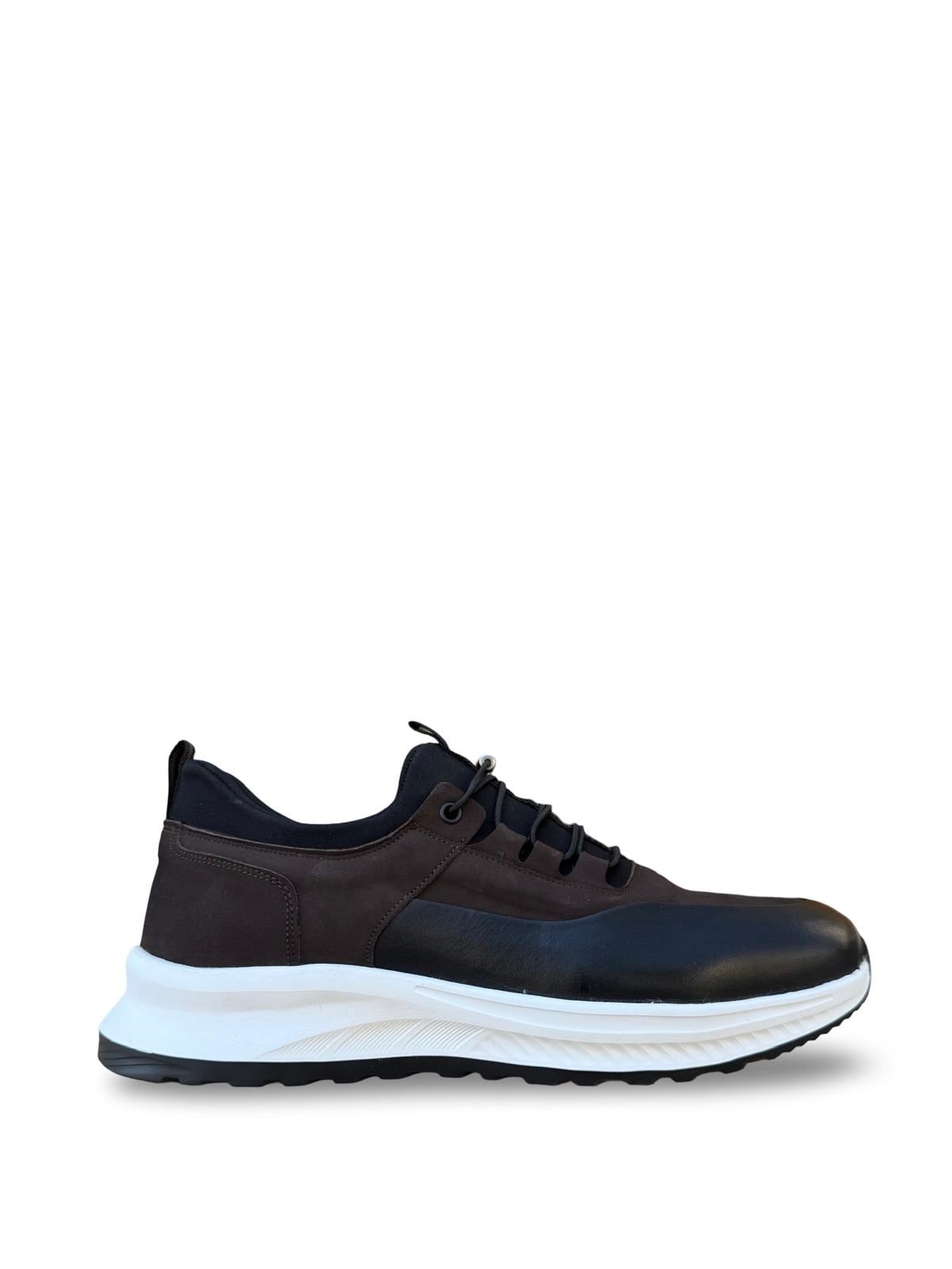 Yalınayak F3297 Hakiki Deri Eva Taban Erkek Sneaker Kahve Nubuk
