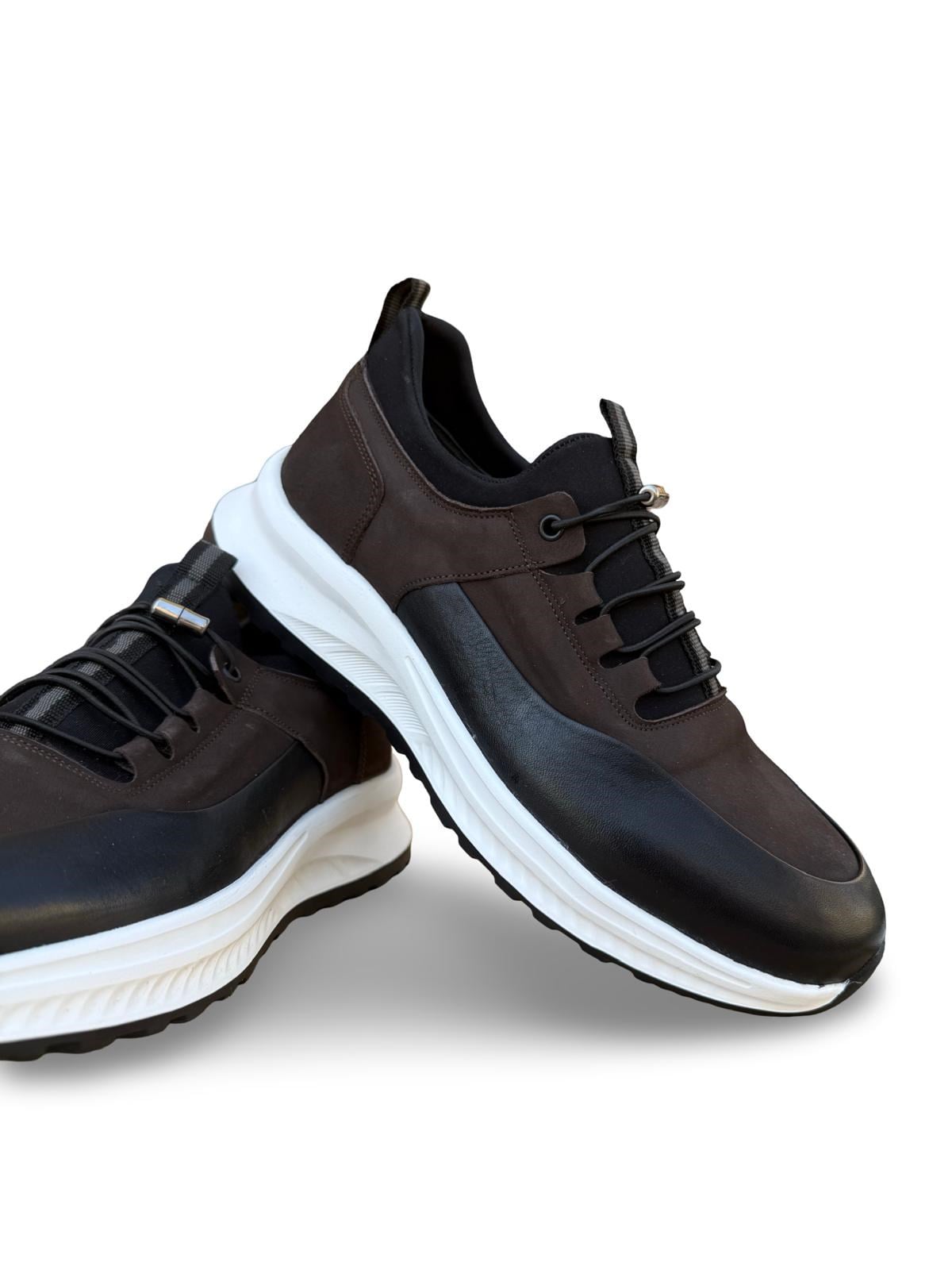 Yalınayak F3297 Hakiki Deri Eva Taban Erkek Sneaker Kahve Nubuk