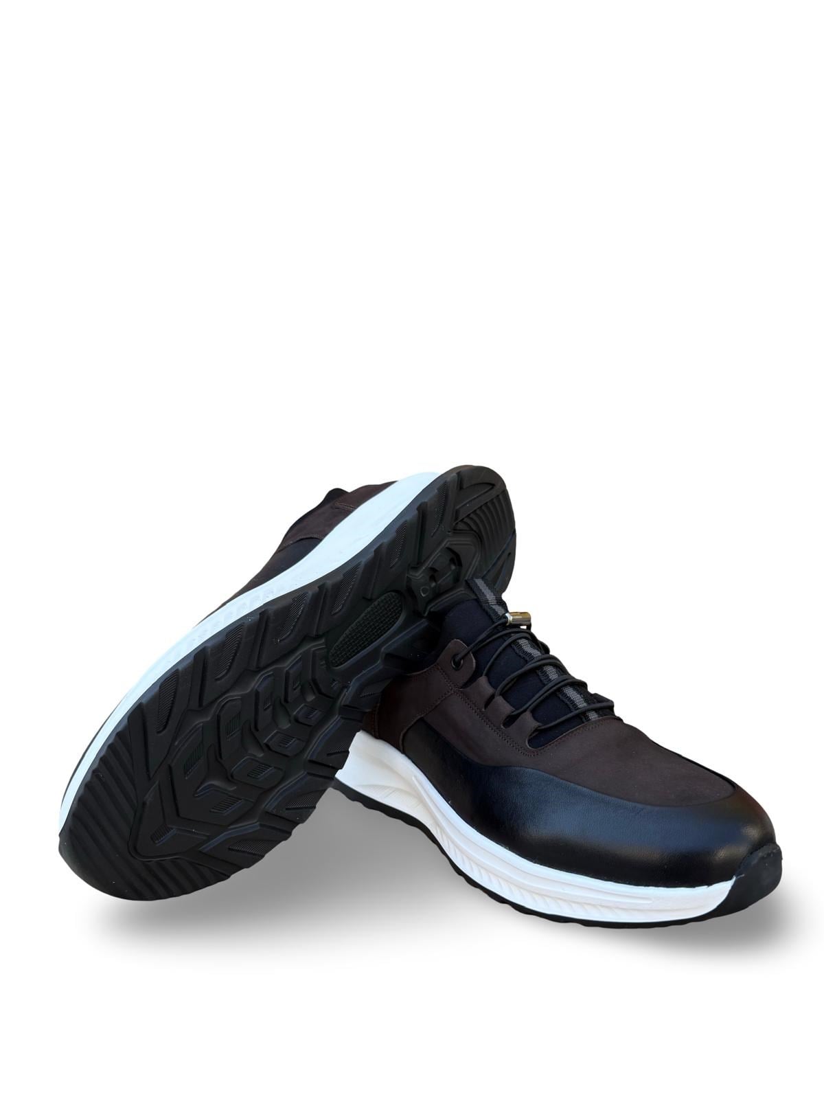 Yalınayak F3297 Hakiki Deri Eva Taban Erkek Sneaker Kahve Nubuk