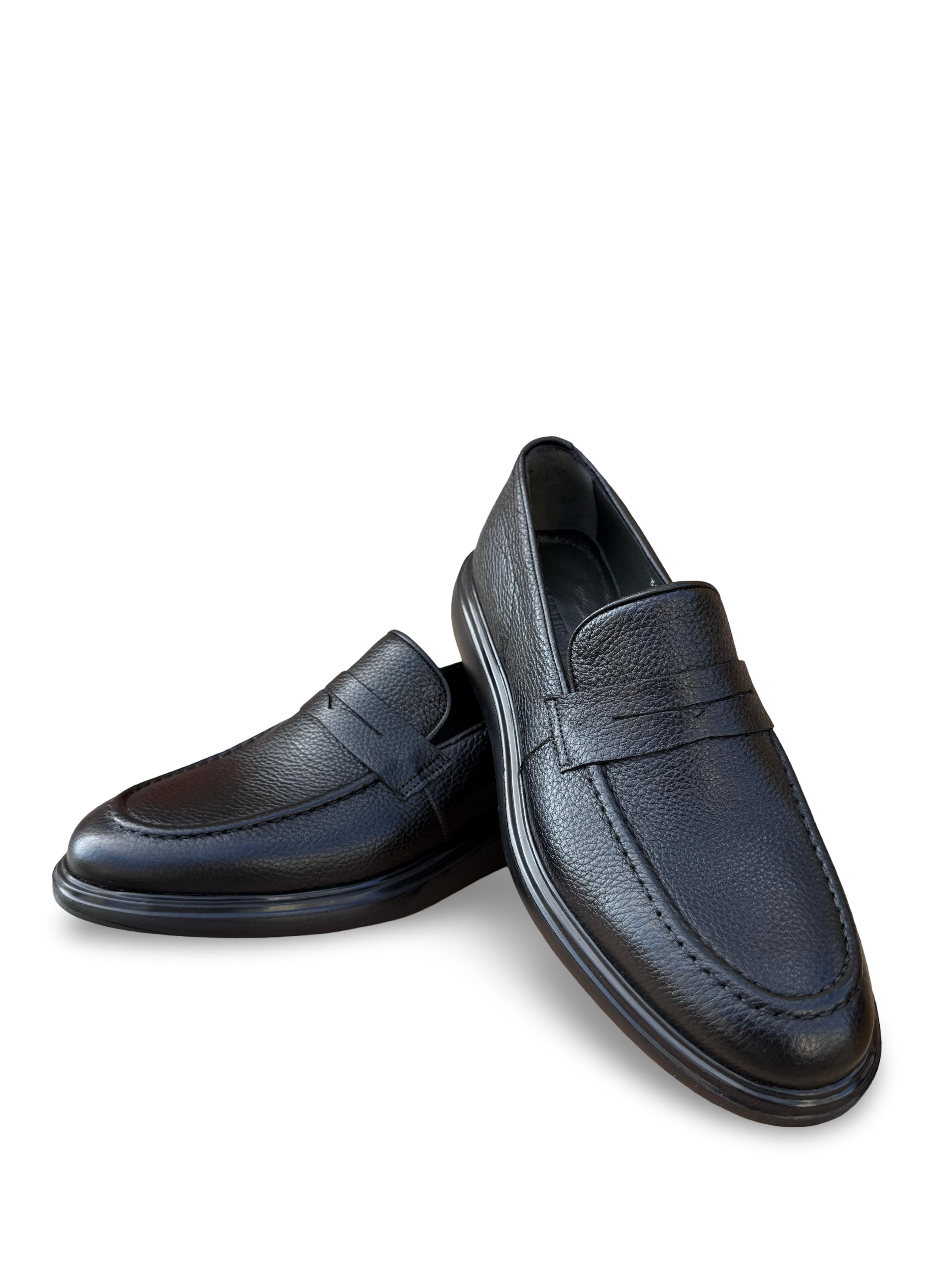 Yalınayak F3316 Hakiki Deri Erkek Loafer Ayakkabı Siyah