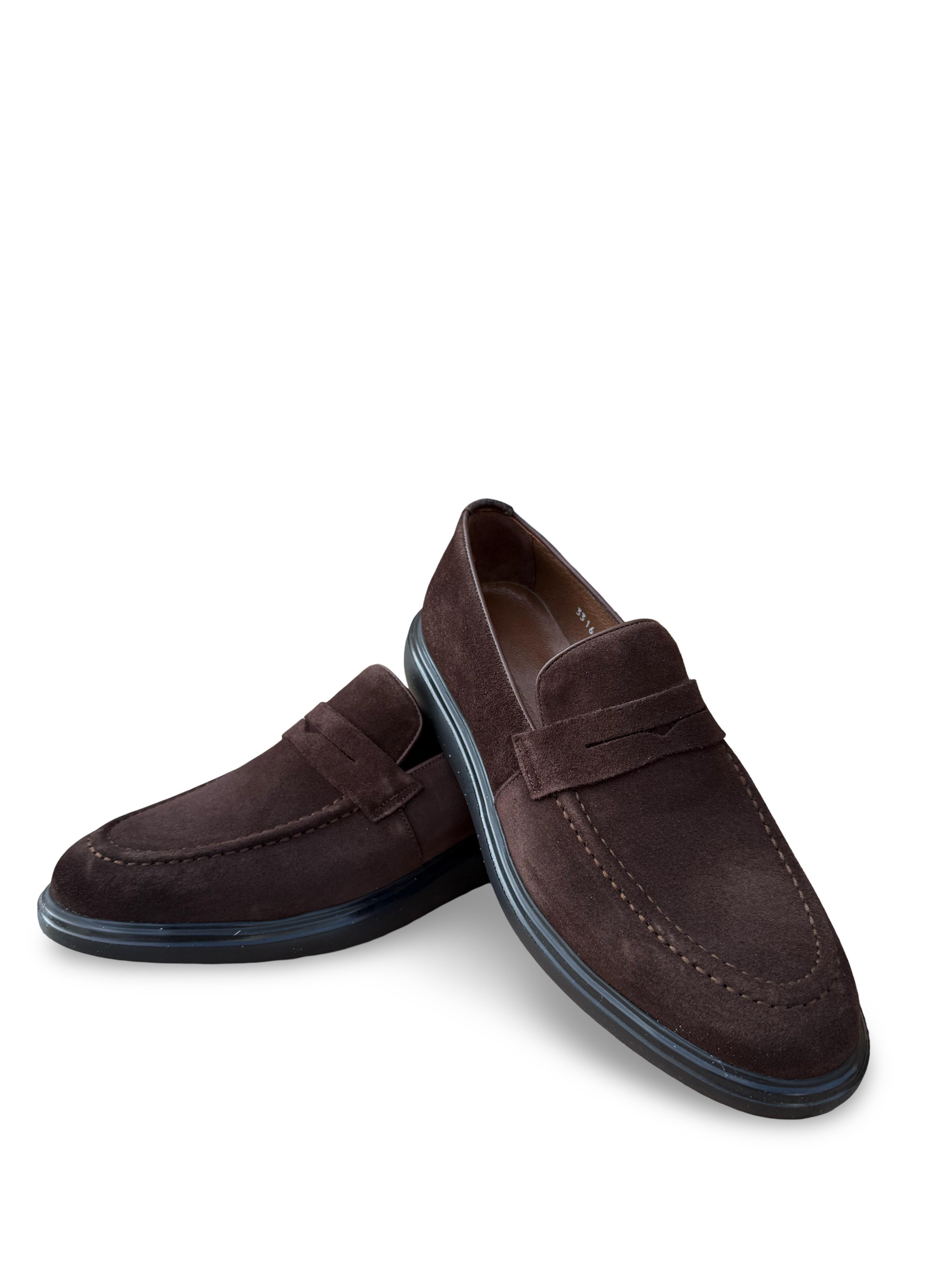 Yalınayak F3316 Hakiki Deri Erkek Loafer Ayakkabı Kahve Süet