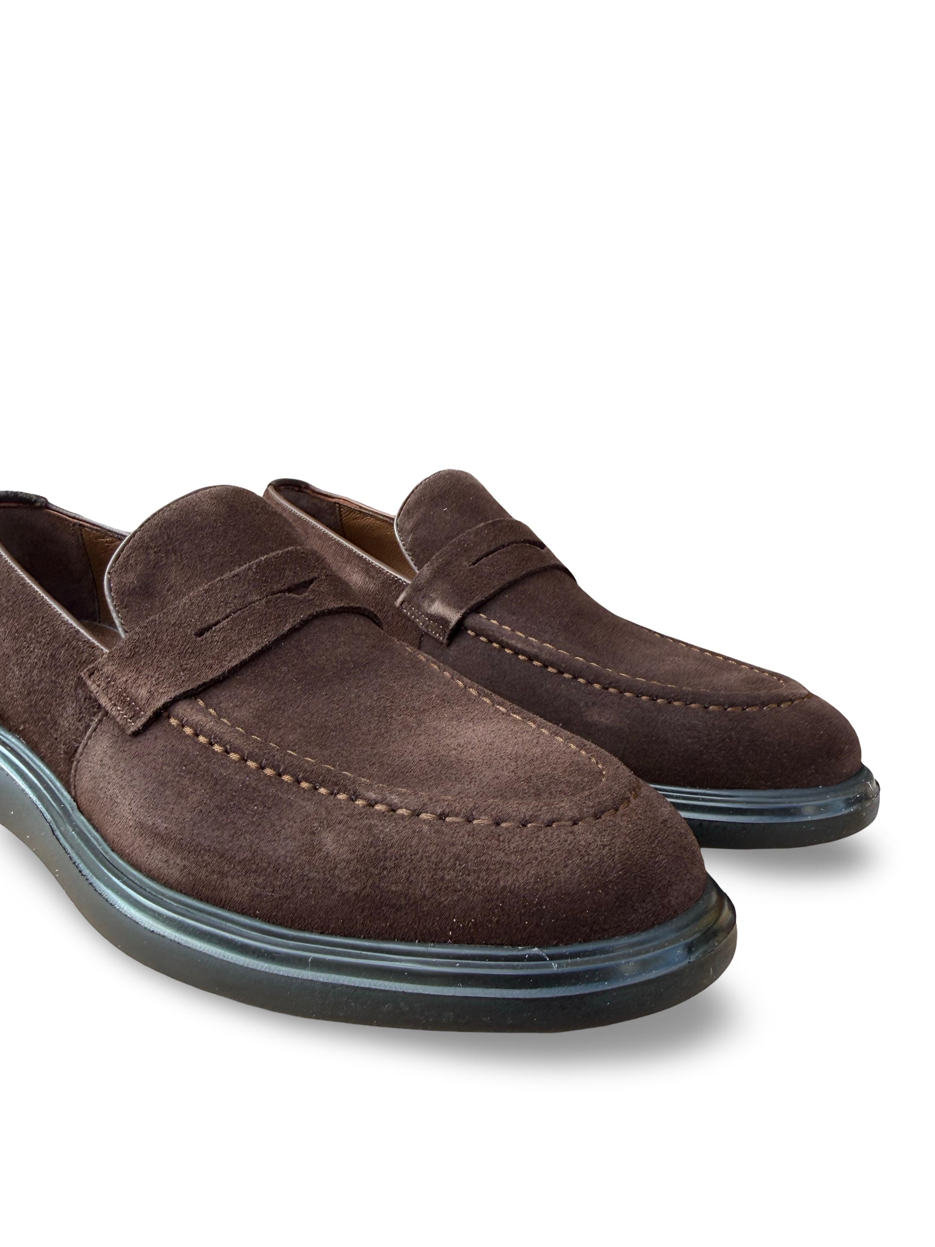 Yalınayak F3316 Hakiki Deri Erkek Loafer Ayakkabı Kahve Süet