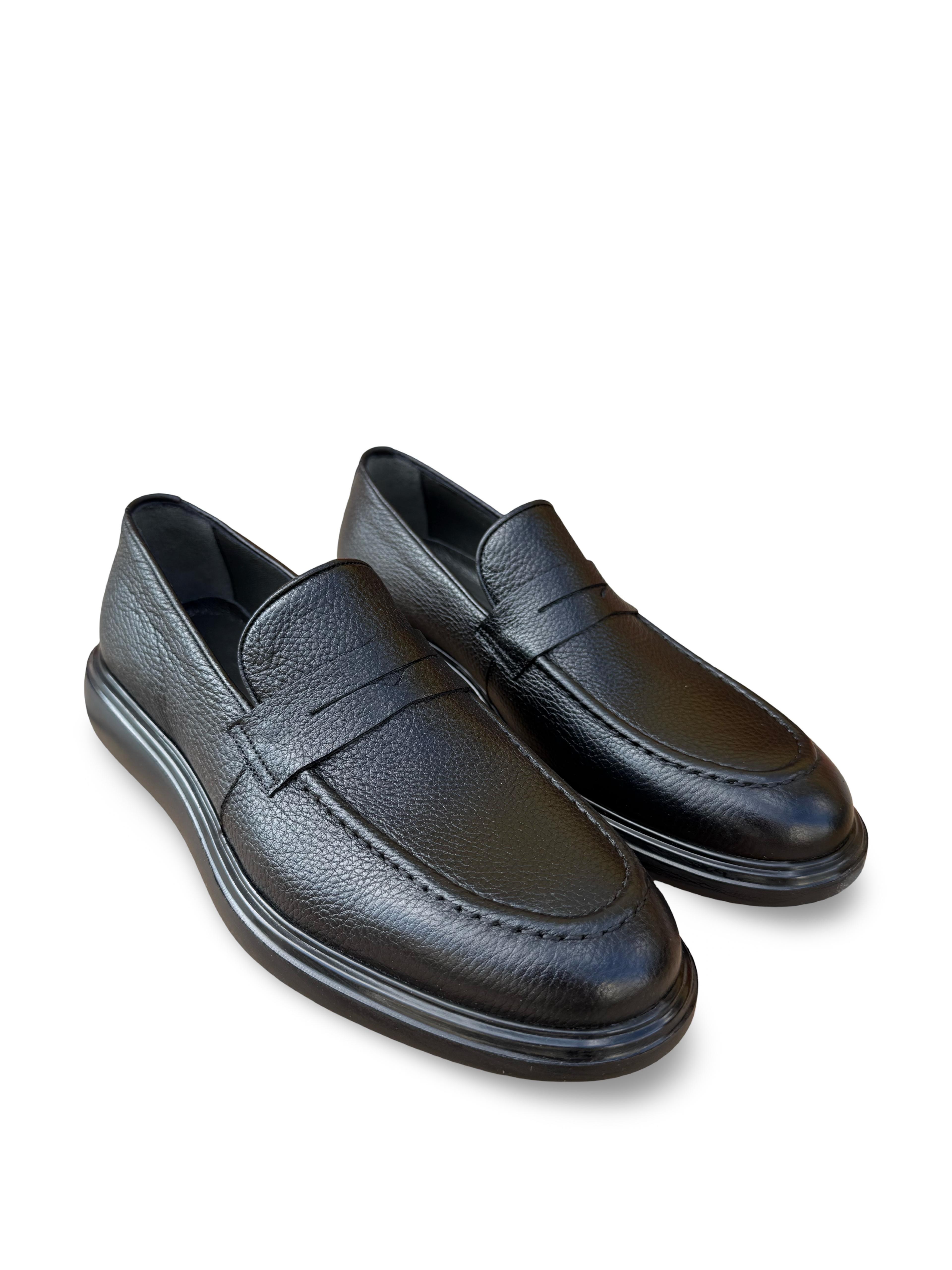 Yalınayak F3316 Hakiki Deri Erkek Loafer Ayakkabı Siyah