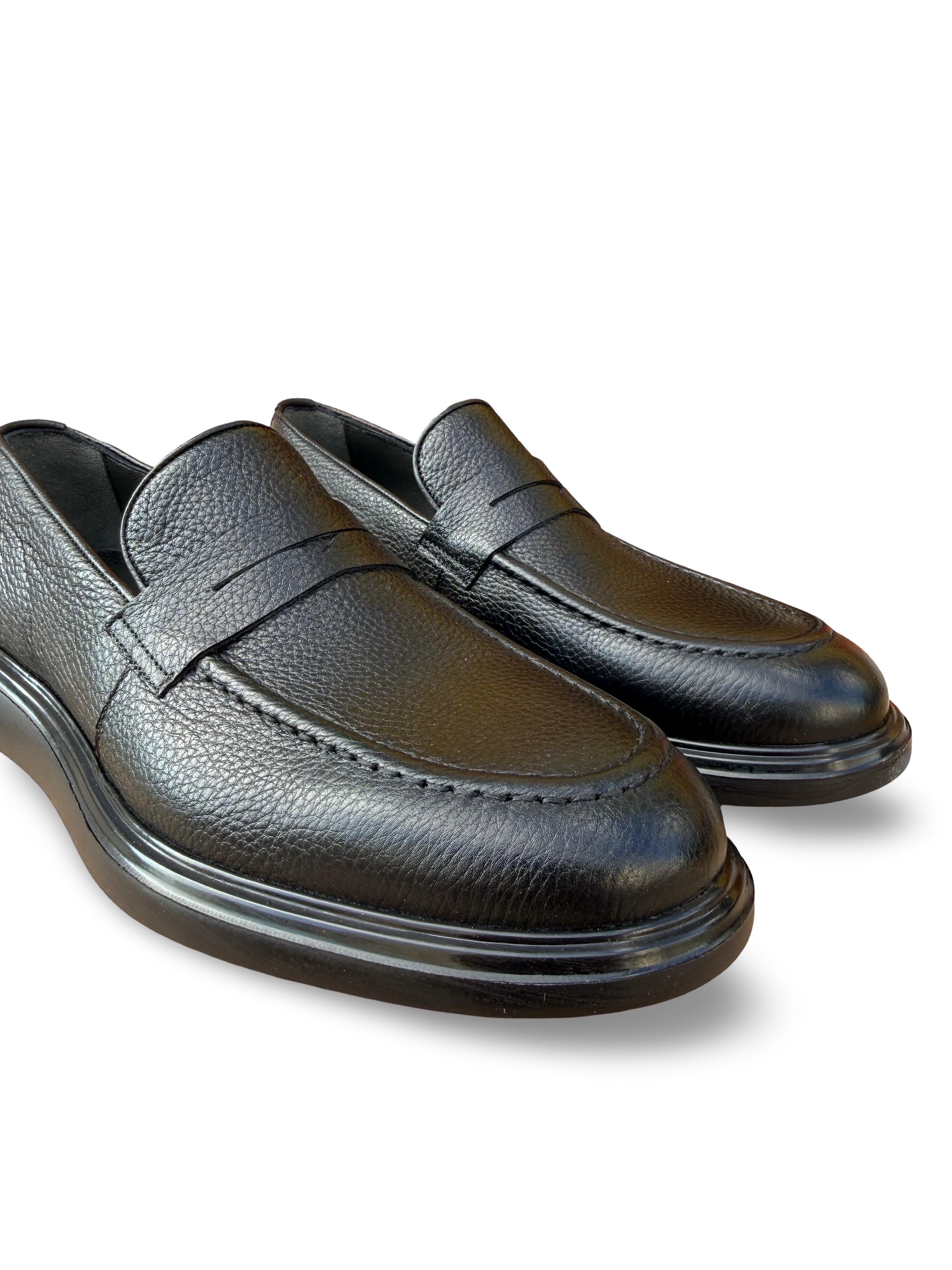 Yalınayak F3316 Hakiki Deri Erkek Loafer Ayakkabı Siyah