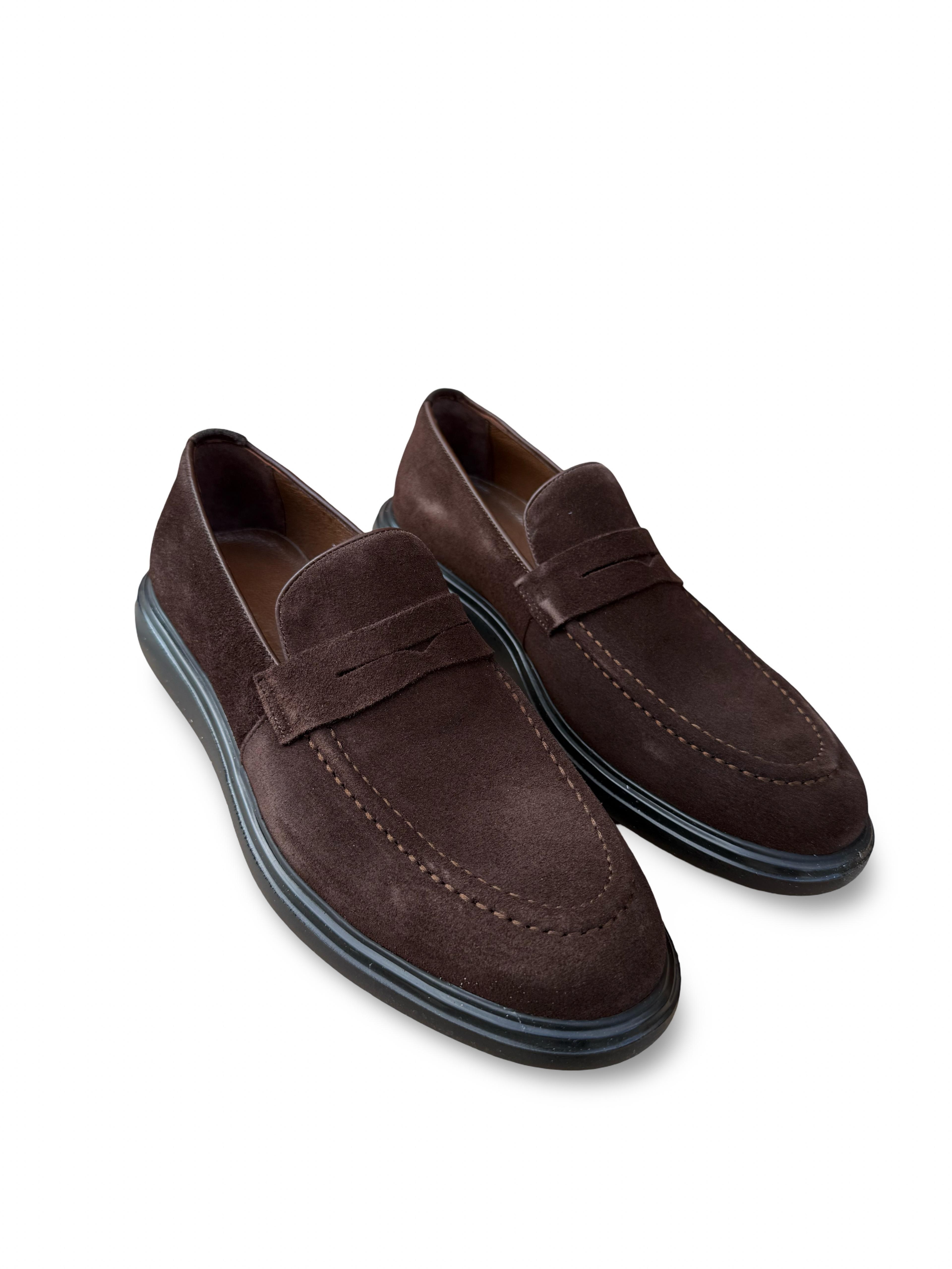Yalınayak F3316 Hakiki Deri Erkek Loafer Ayakkabı Kahve Süet