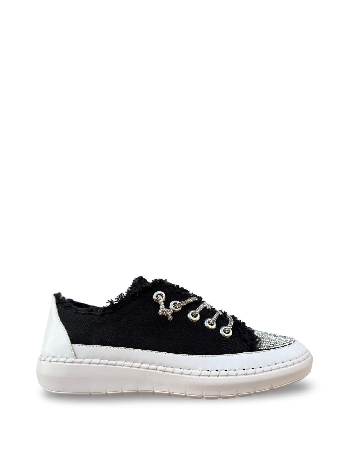 Yalınayak K1442406 Taş Detaylı Kadın Sneaker Spor Siyah